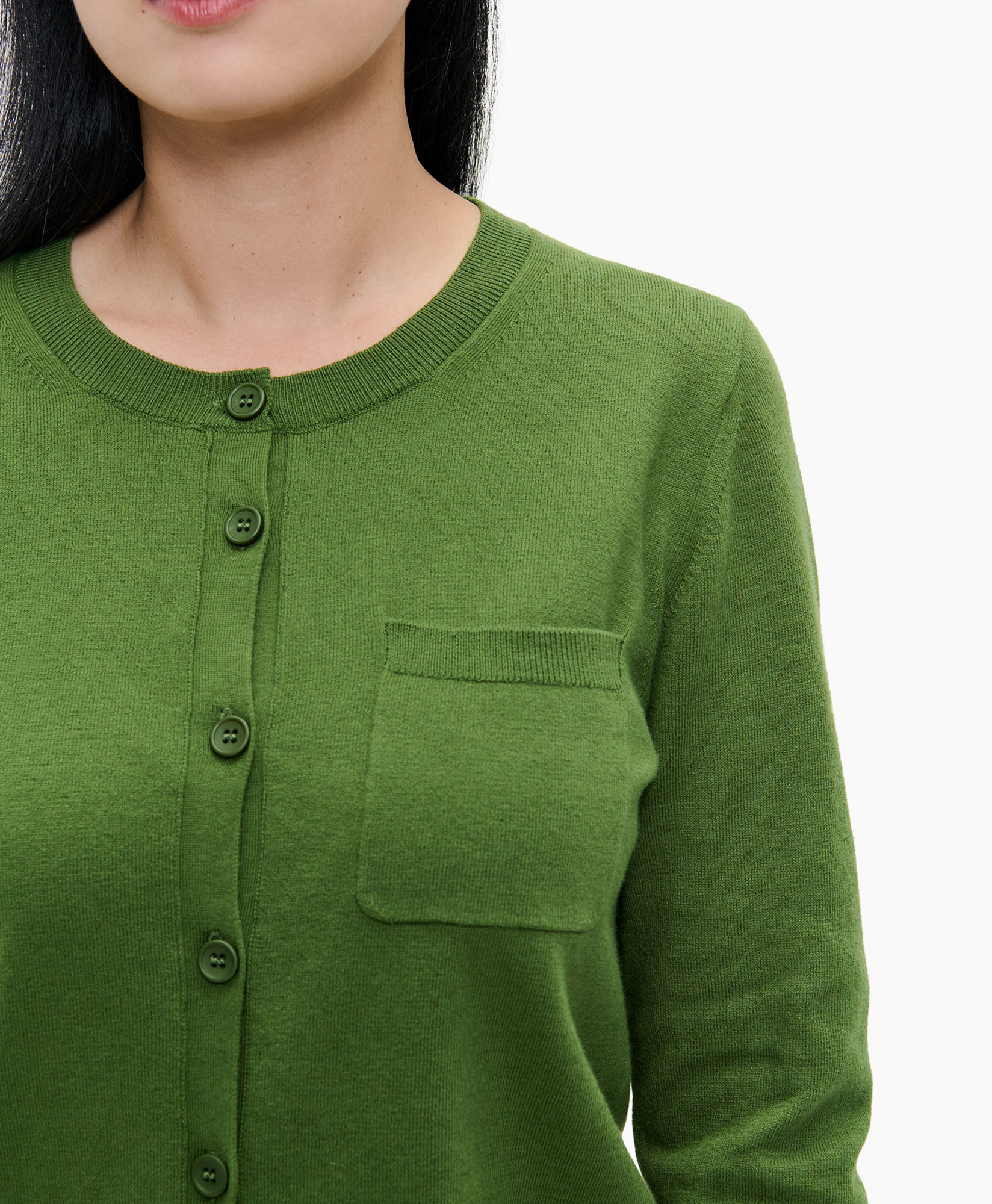 Vest Cashmere R Neck Groen