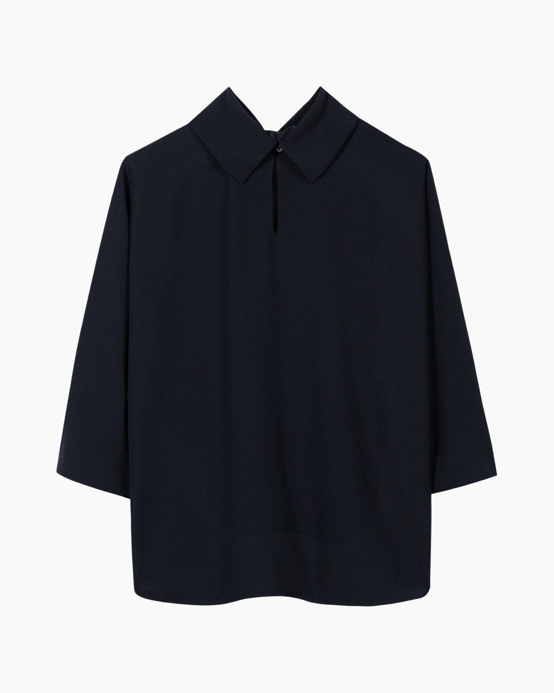 shirt, blouse, kraag, lange mouwen, marineblauw