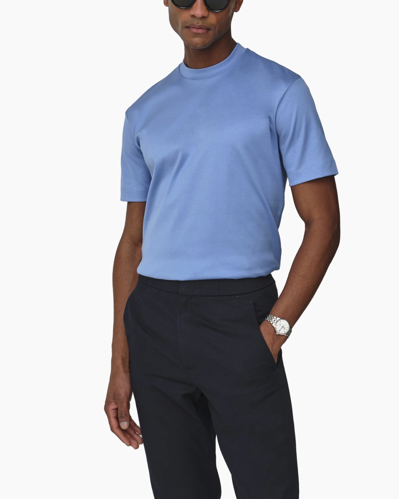 T-shirt Interlock Supima midden blauw