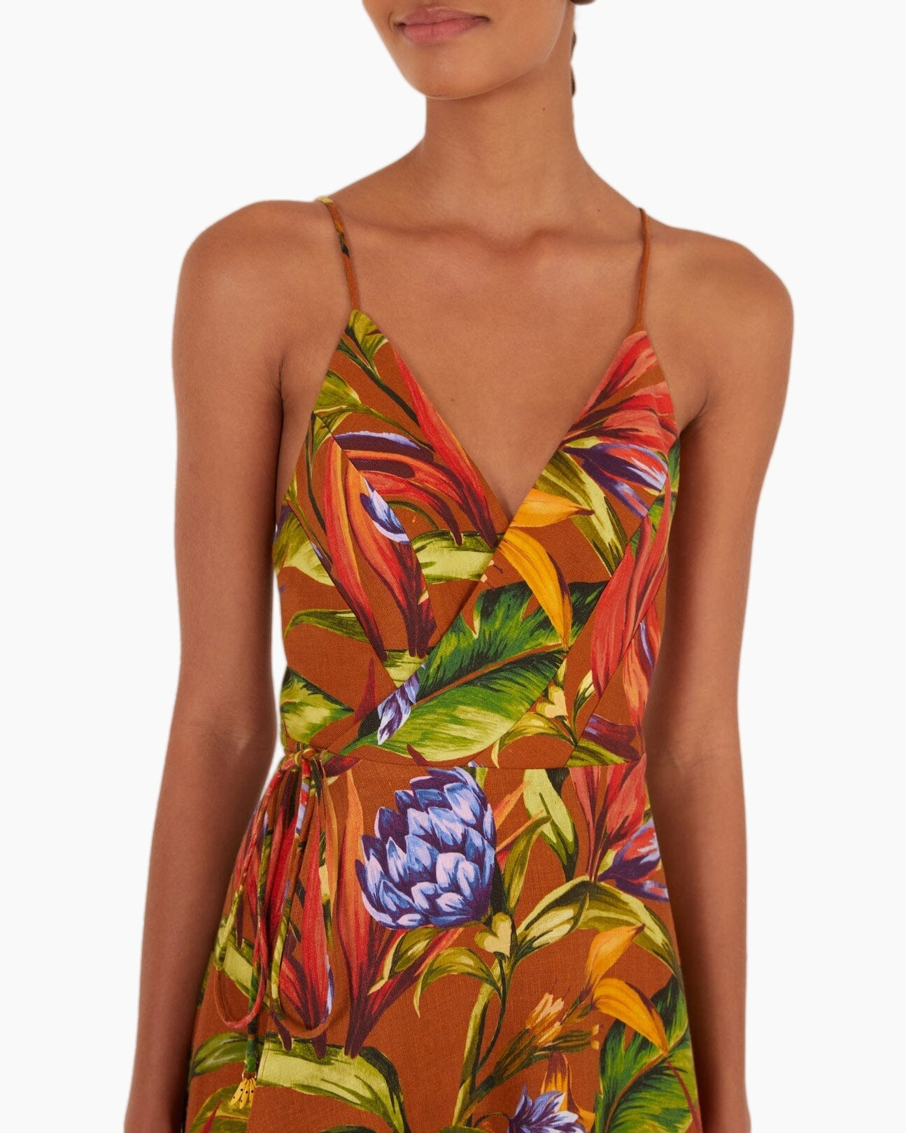 jurk, bloemenprint, zonnekleding, spaghettibandjes, Wrap