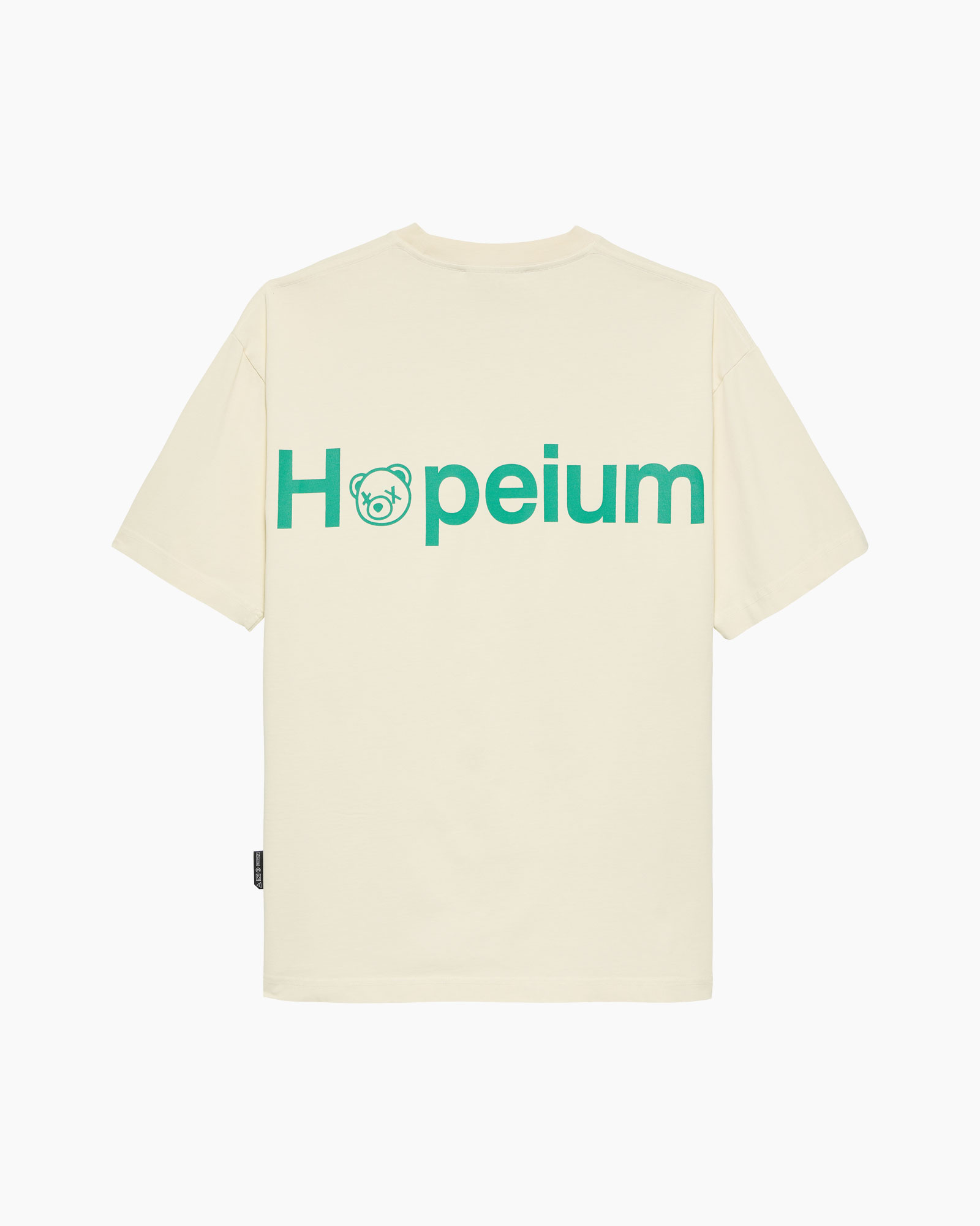 t-shirt, korte mouw, crème, logo, groene druk