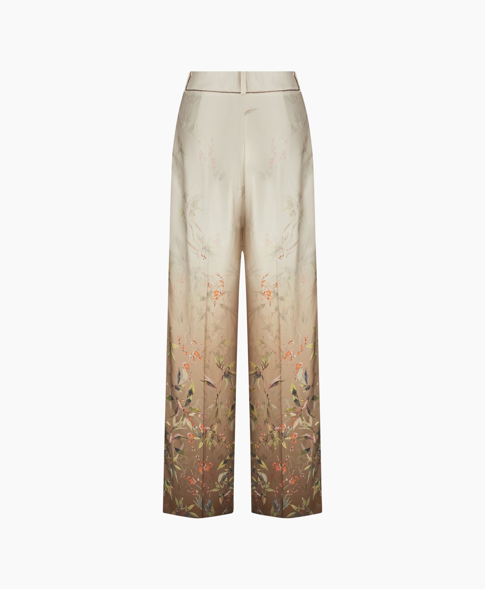 pantalon palazzo, print floral, gradatie, beige, wijdte pijp
