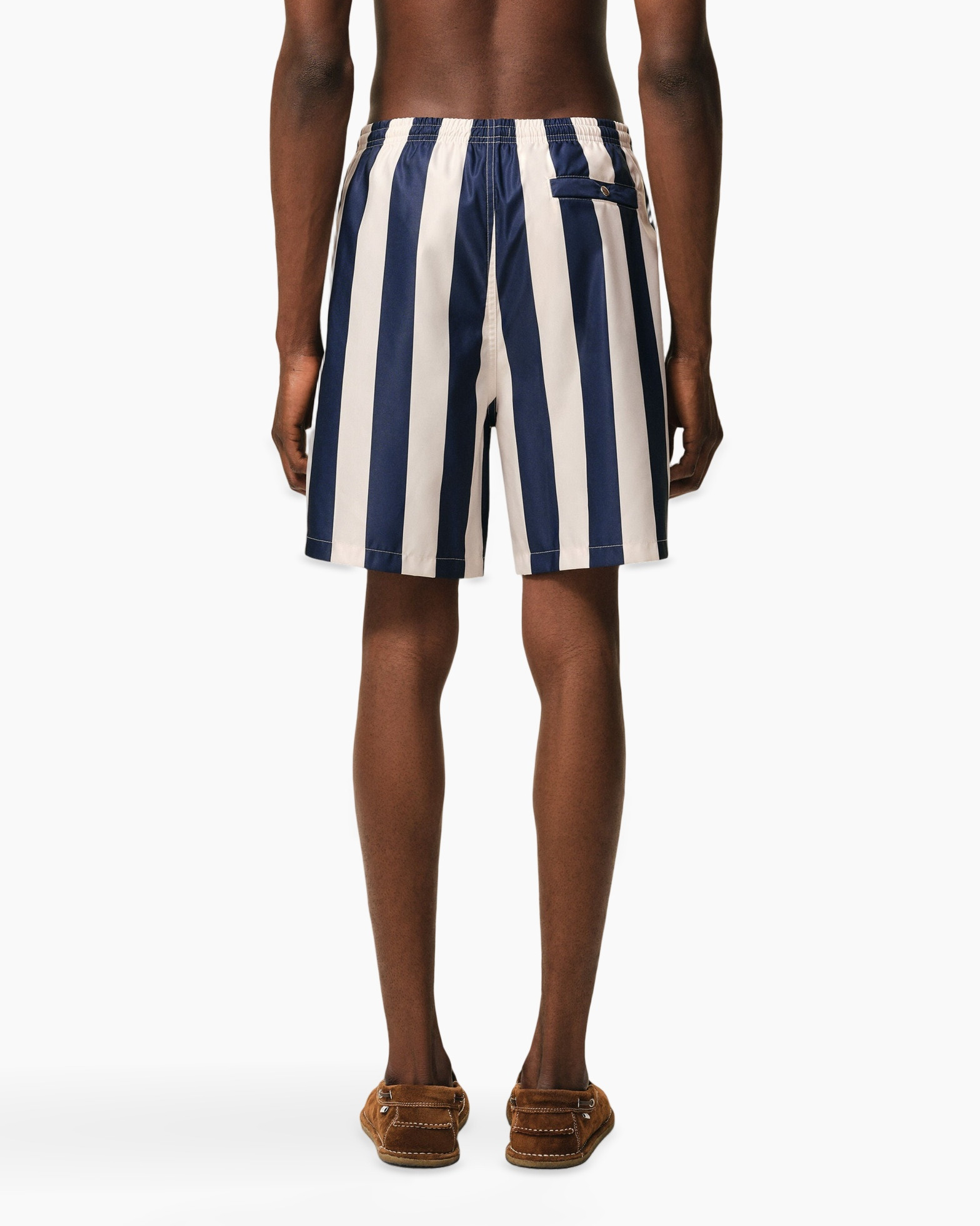 swim shorts, striped shorts, blue white, elastic waistband, men's shorts