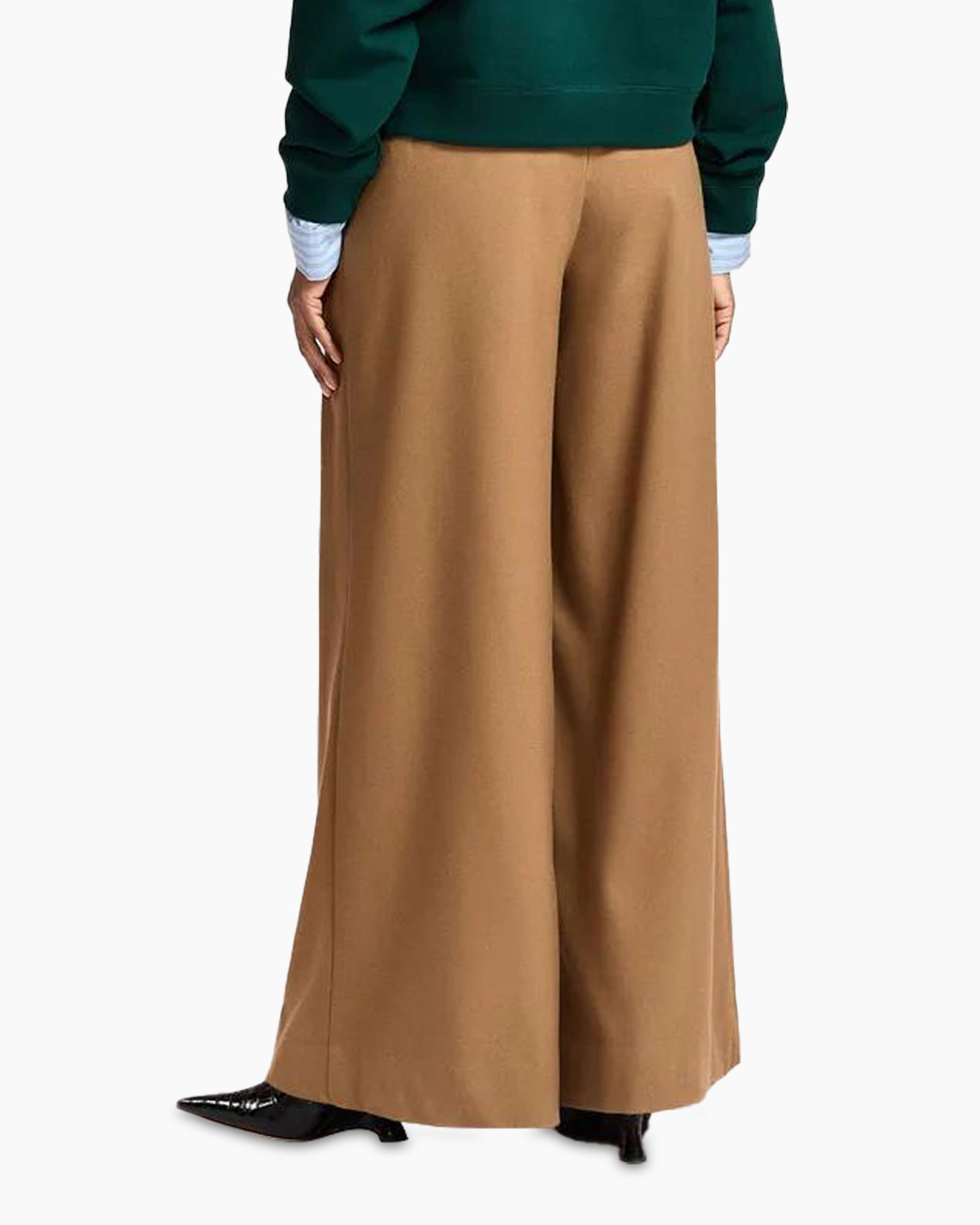 wijded, broeken, camel, broek, plooien