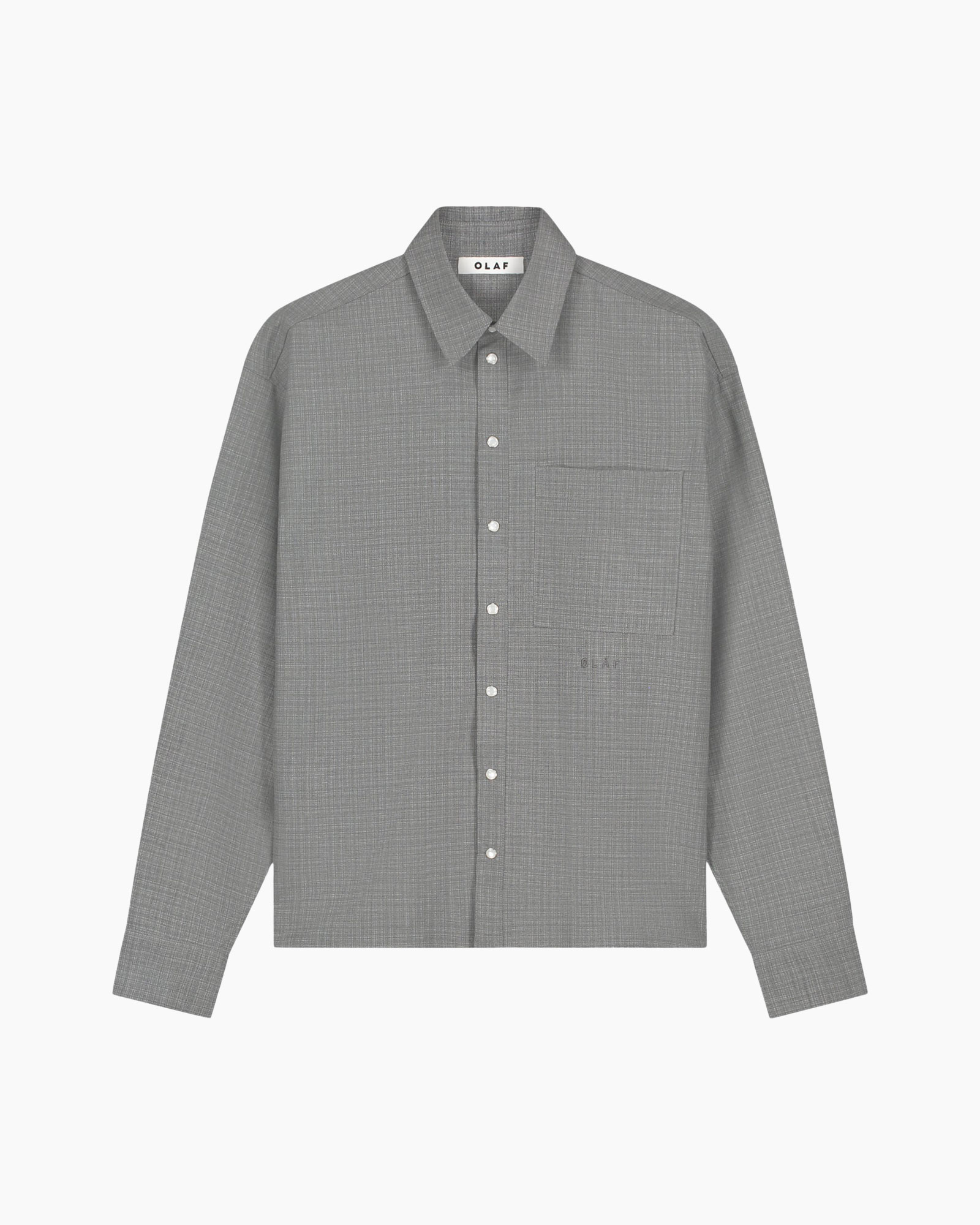 shirt, button-down, rondestuk, langmouwen, zak