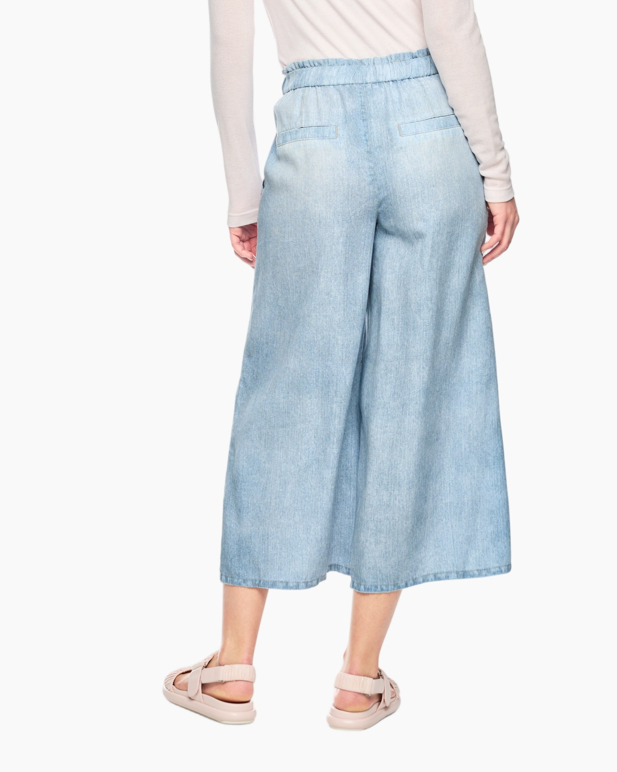 denim, broek, wijd, broek, casual