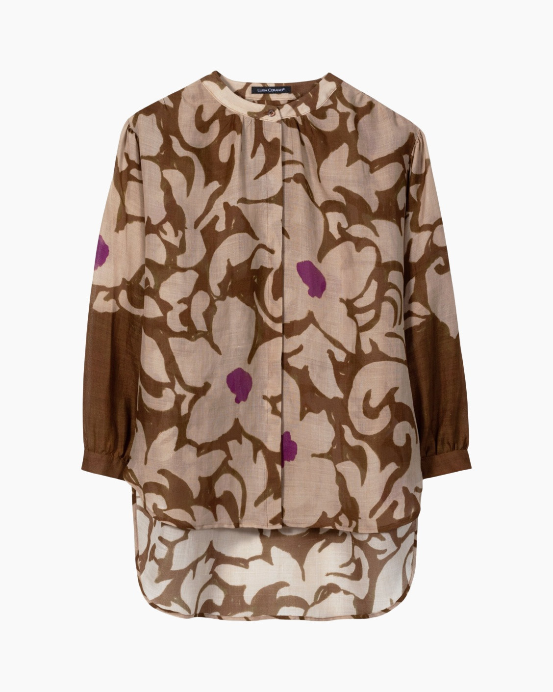 blouse, long-sleeve, abstract-pattern, brown, beige