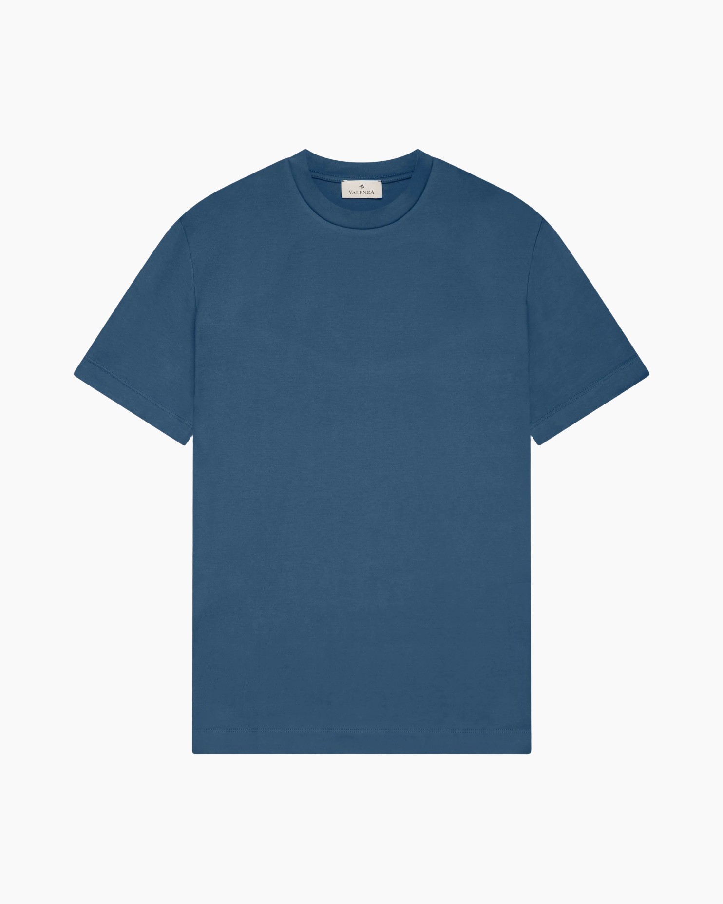 t-shirt, korte mouwen, katoen, blauw, effen