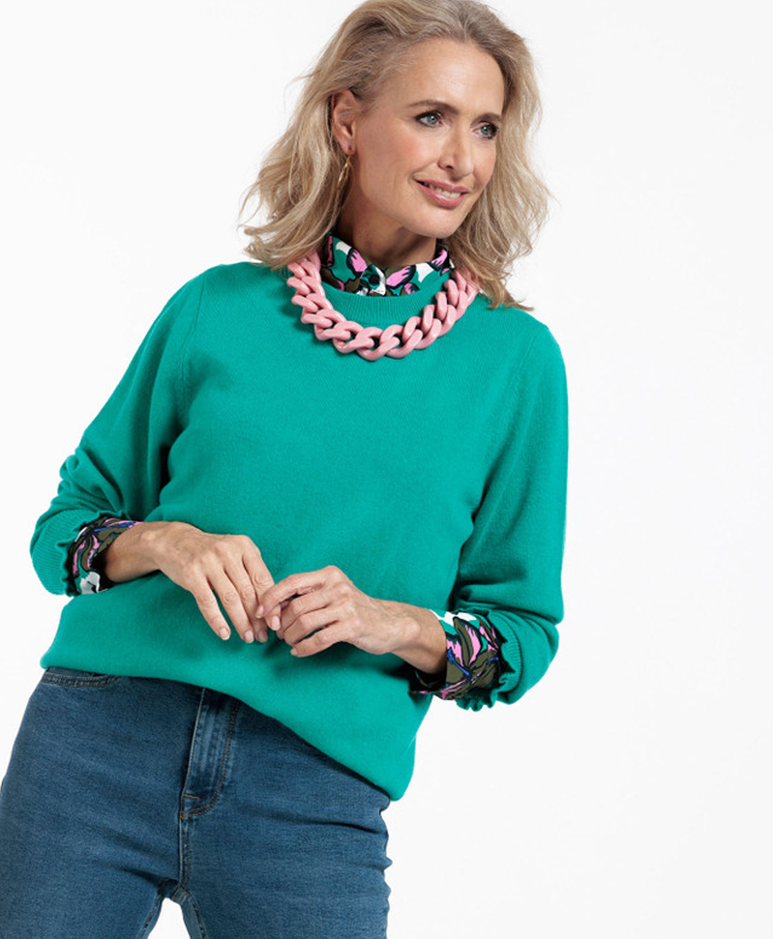 Studio Anneloes Pullover Cady Ruffle Cashmere Groen