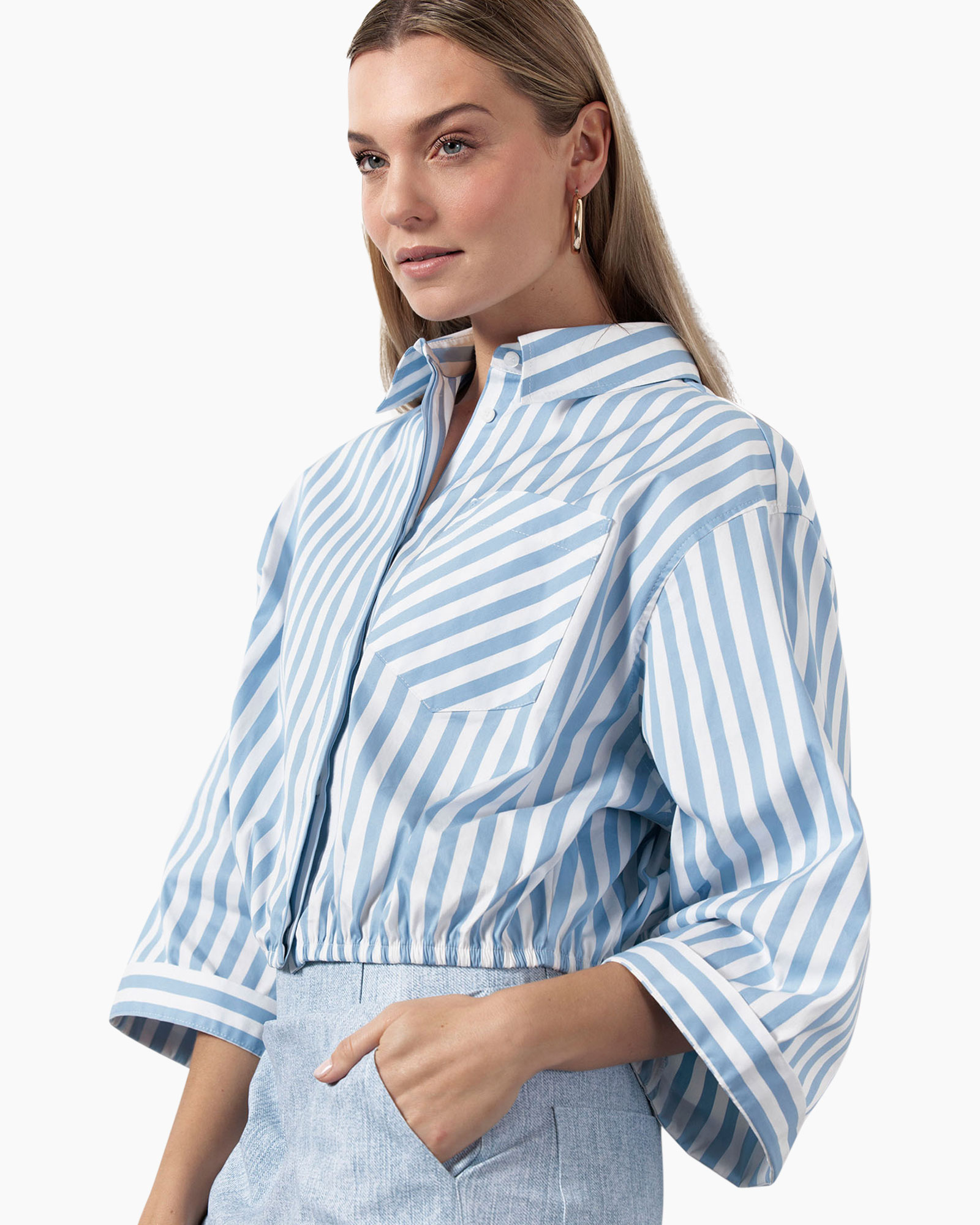 Blouse Noleste Poplin Stripe Blouse Blauw