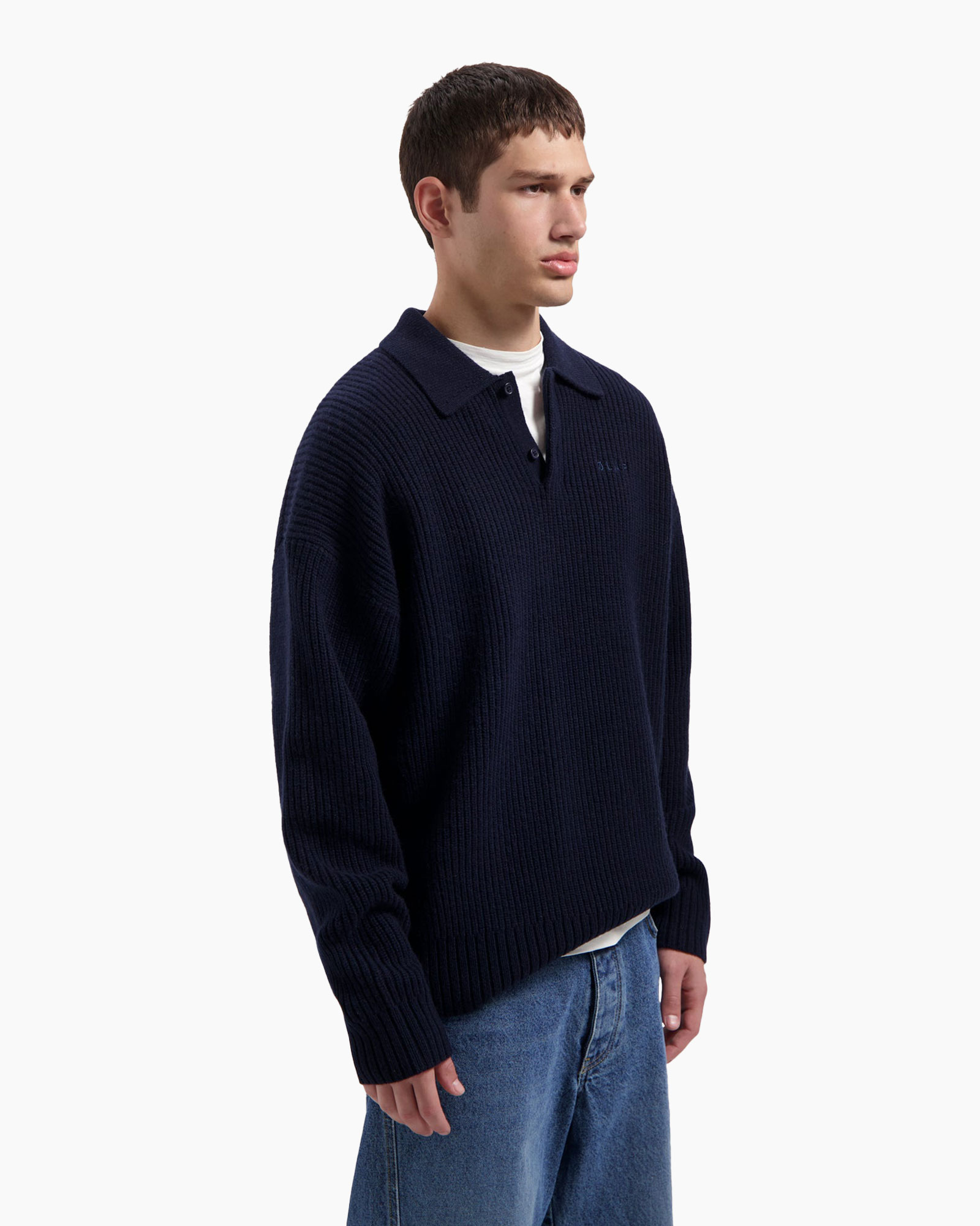Pullover Knitted Oversized Donker Blauw