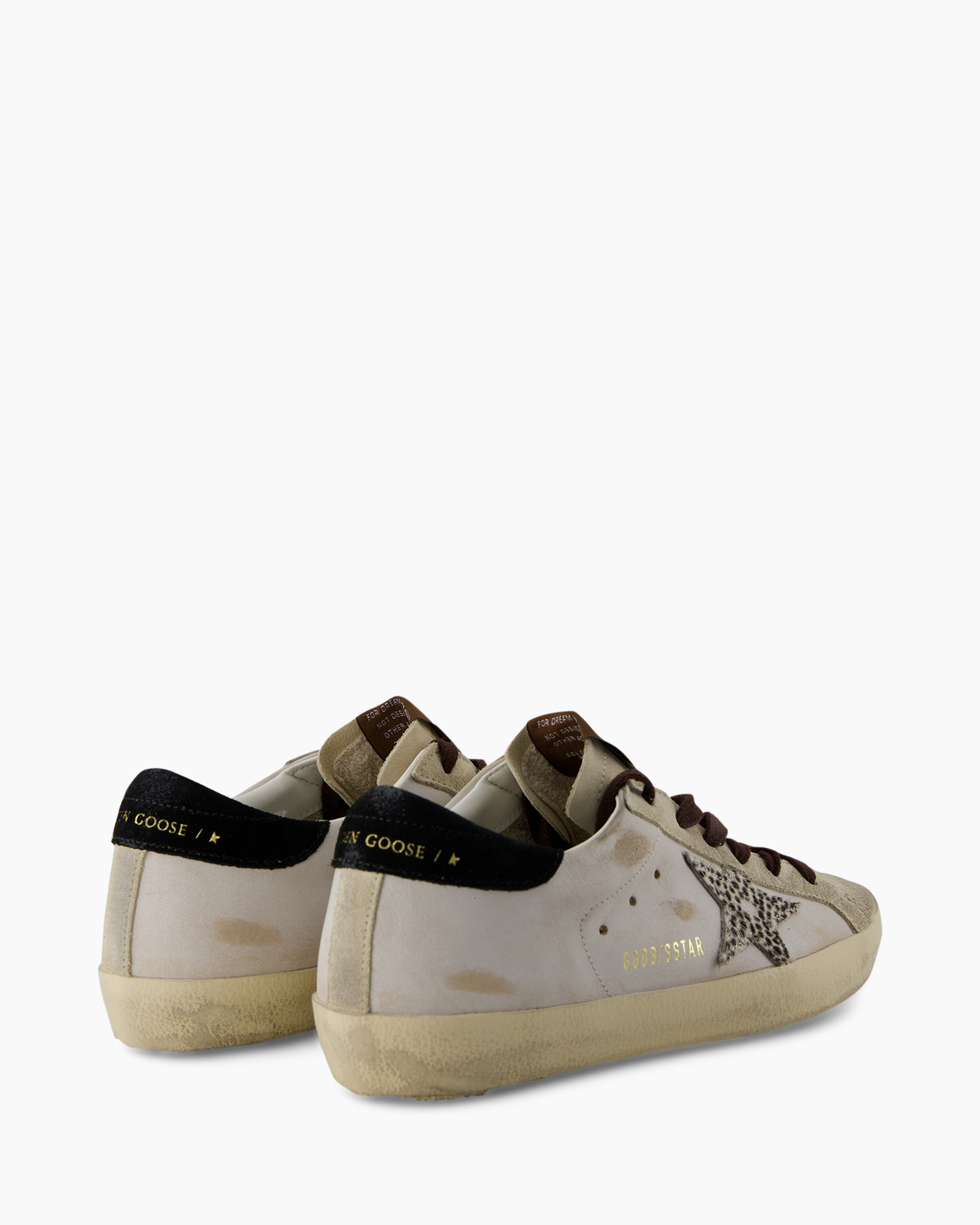 sneakers, lage sneakers, leer, beige, gestippeld patroon