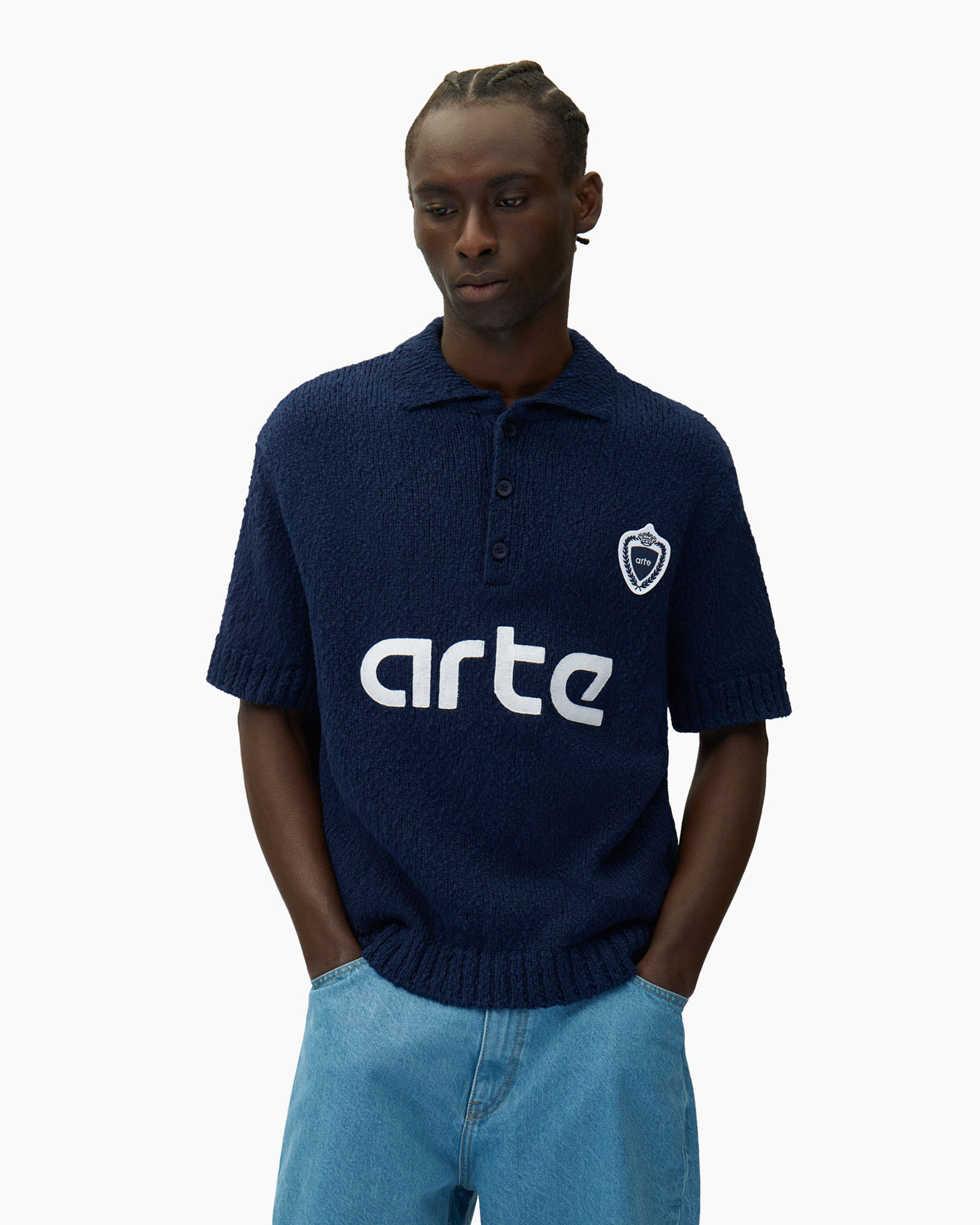 Trui Football Knit midden blauw