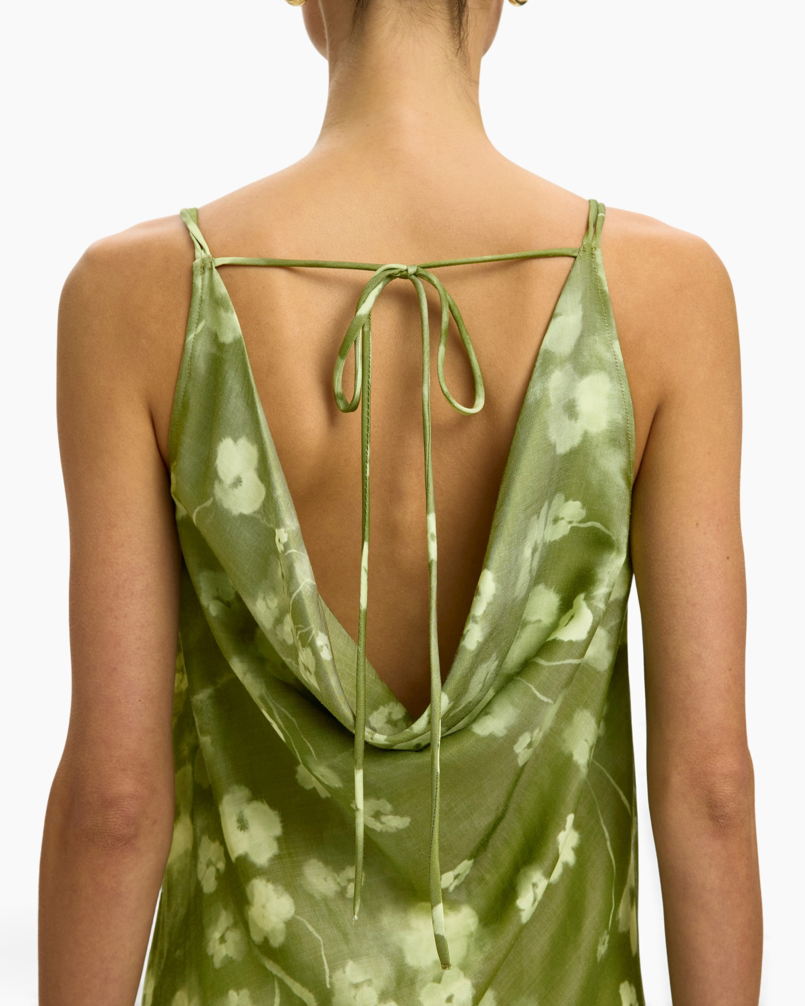 tank top, backless, tie straps, green, tie-dye pattern
