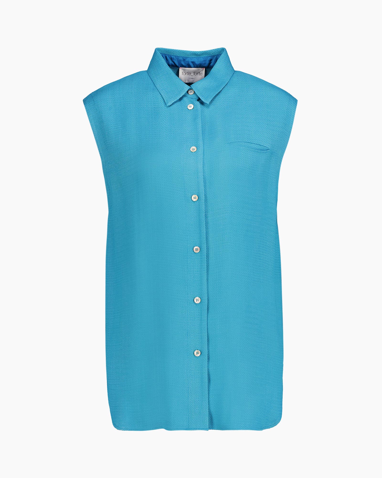 Blouse Slubbed Viscose Sleeveless Aqua