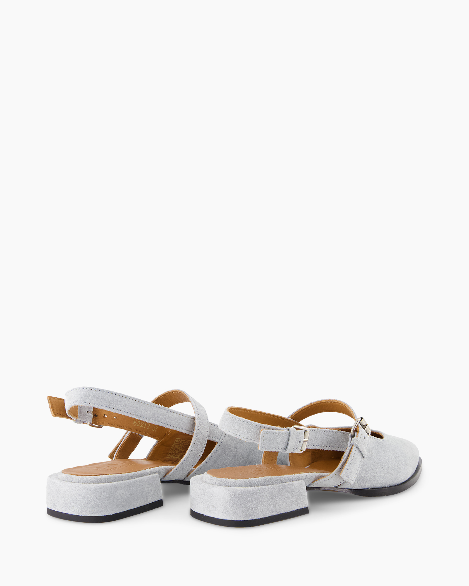 sandaal, plateau, open achterkant, blauwgrijs, gesp