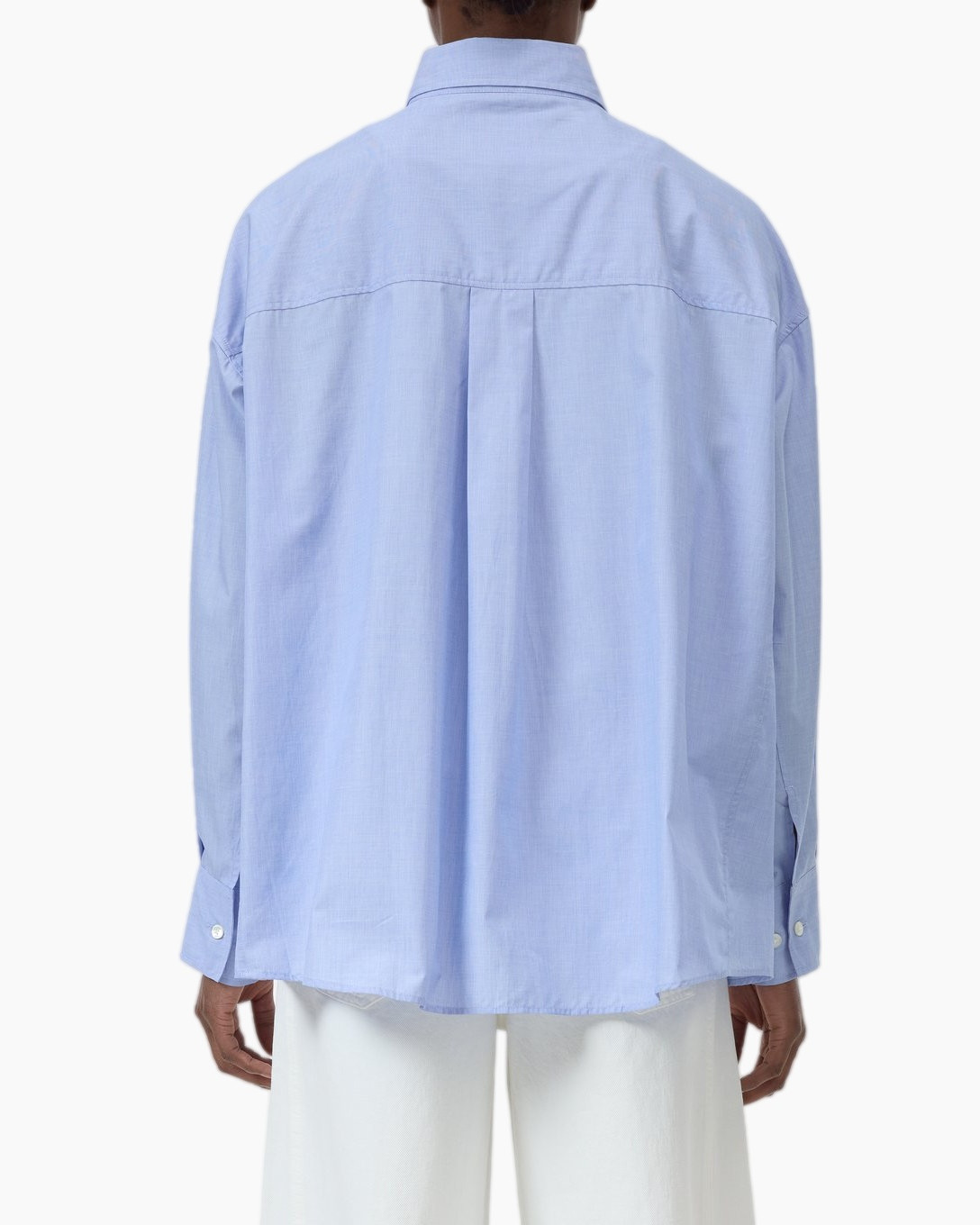 shirt, button-down, blue, oversized, collared