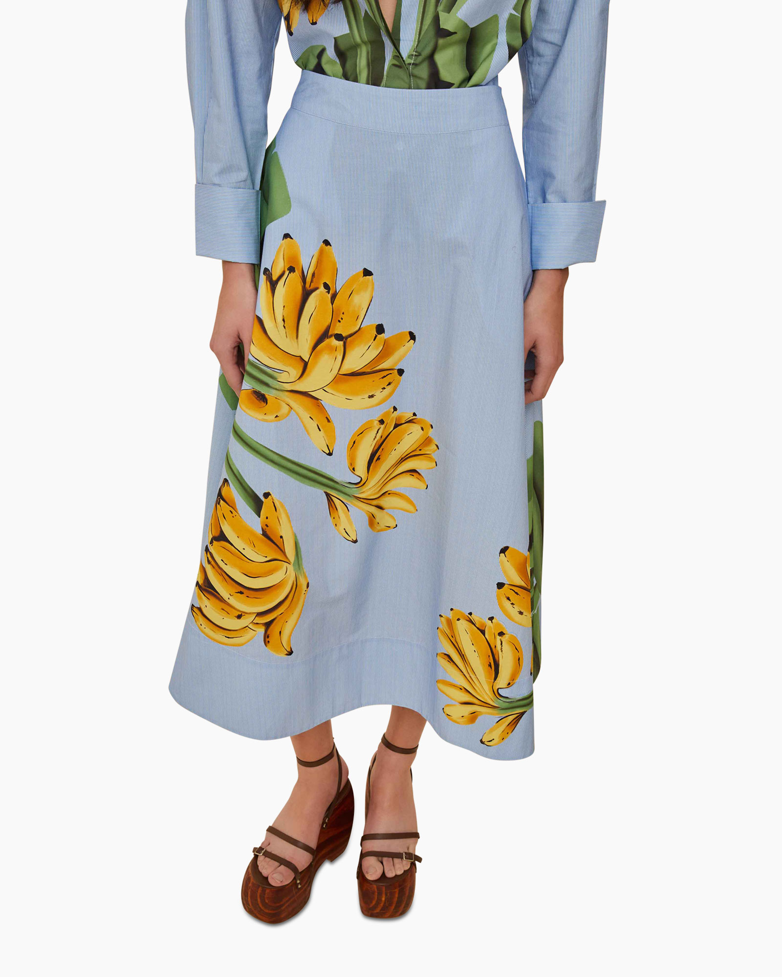 Midi Rok Banana Licht Blauw