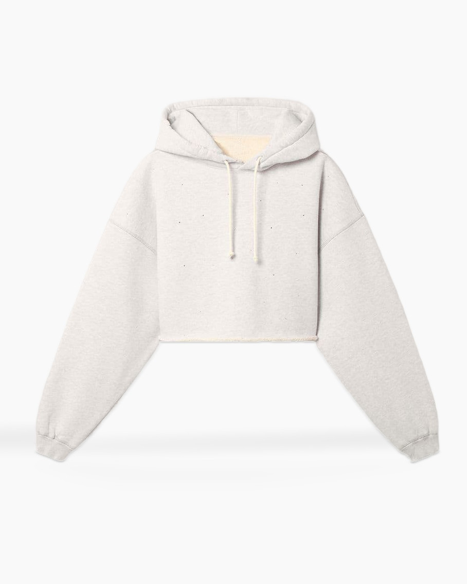 hoodie, cropped, raglan, pullover, lichtgrijs