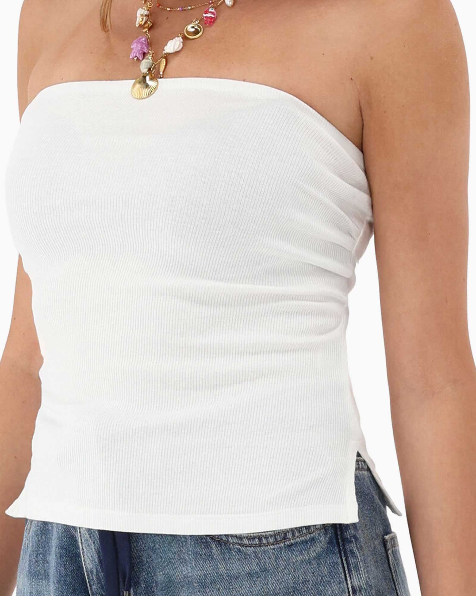 My Jewellery Top Strapless Rib Wit