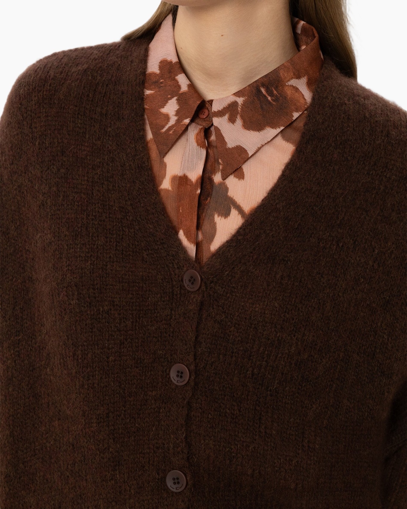 cardigan, breip, knit, bruin, laagjes