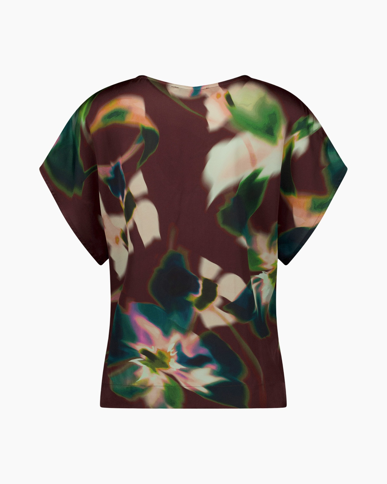 blouse, geprint, kortmouw, abstract, veelkleurig