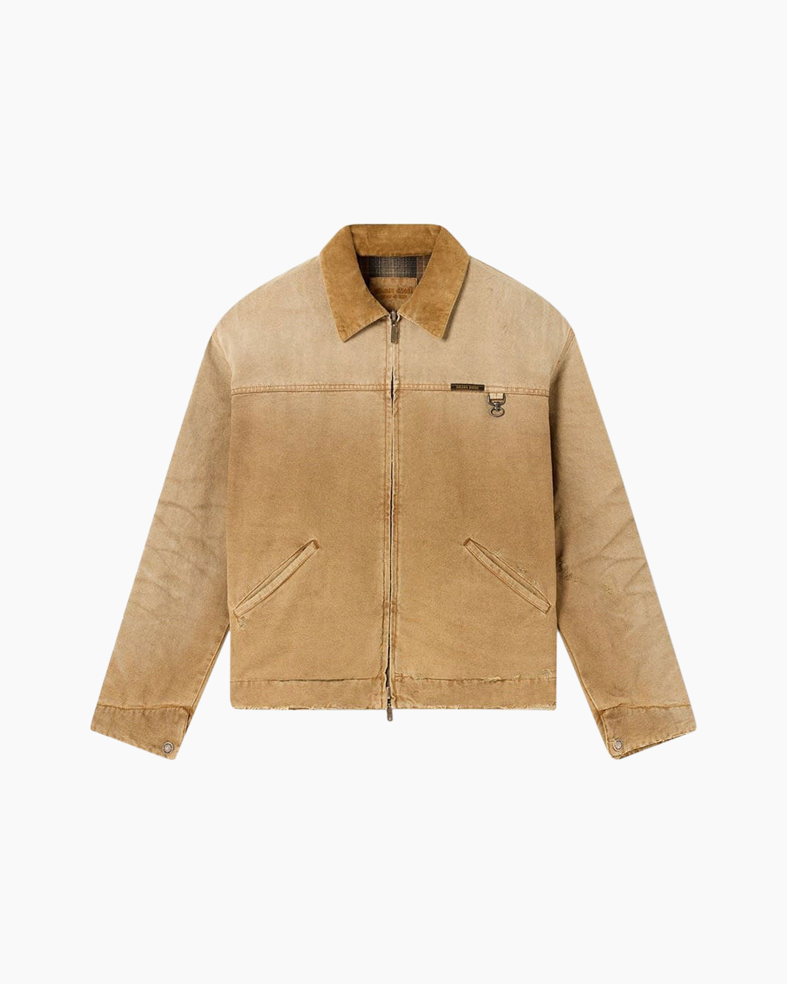 jassen, kraag van corduroy, ritsluiting, twee zakken, beige