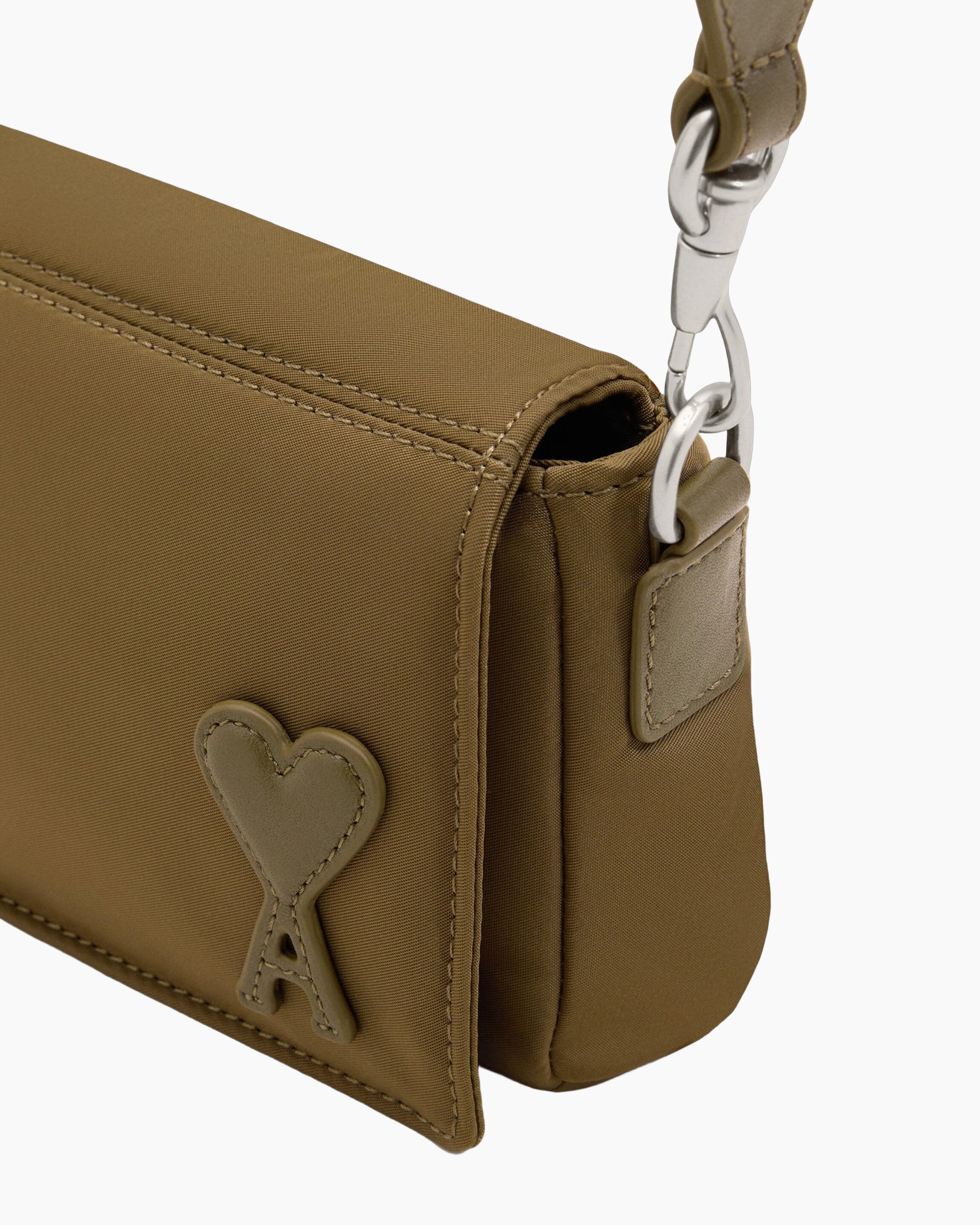 tas, schouders tas, bruin, stof, hart hanger