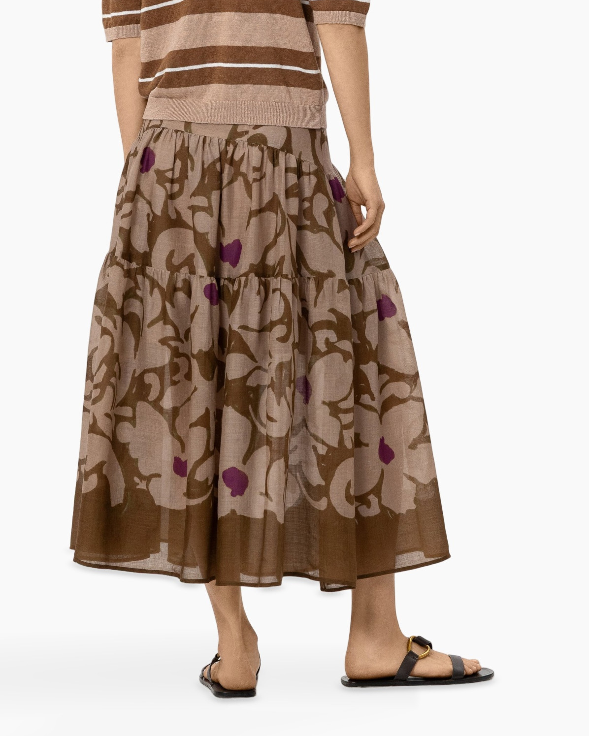 rok, maxi rok, abstracte print, bruine kleur, braided?