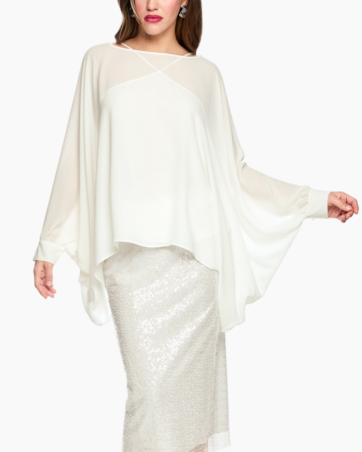 blouse, oversized, sheer, white, silk-like