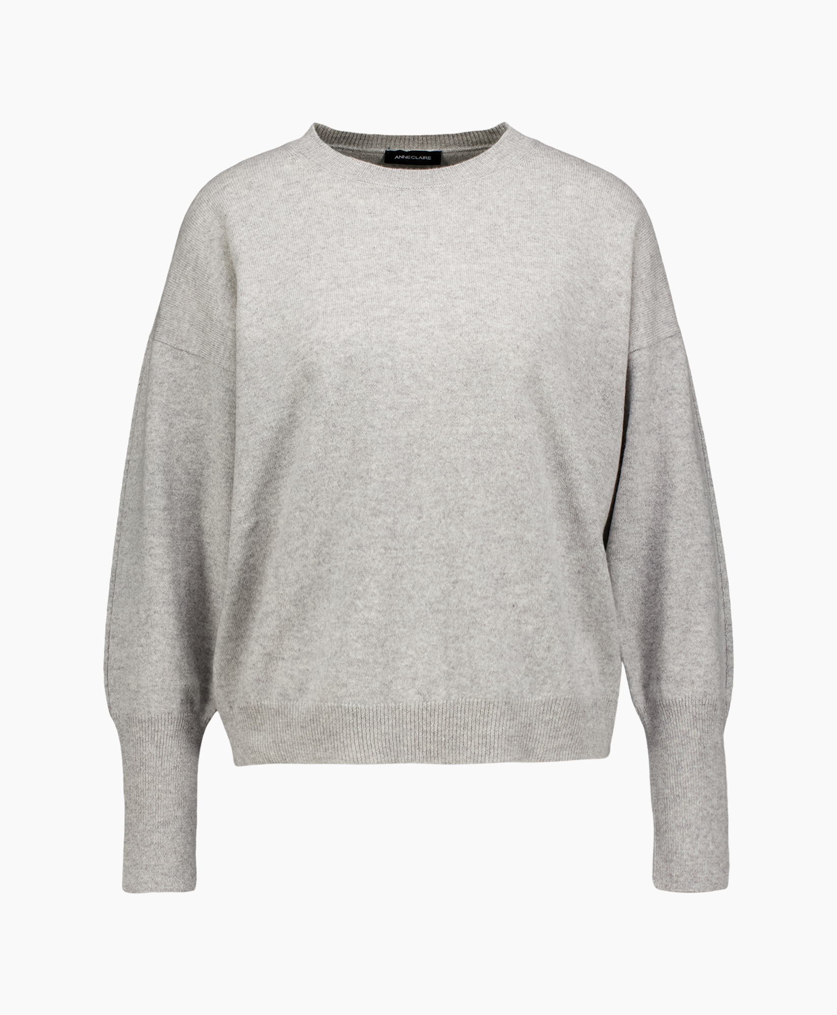 Gebreide Trui Ronde Hals Licht Grijs