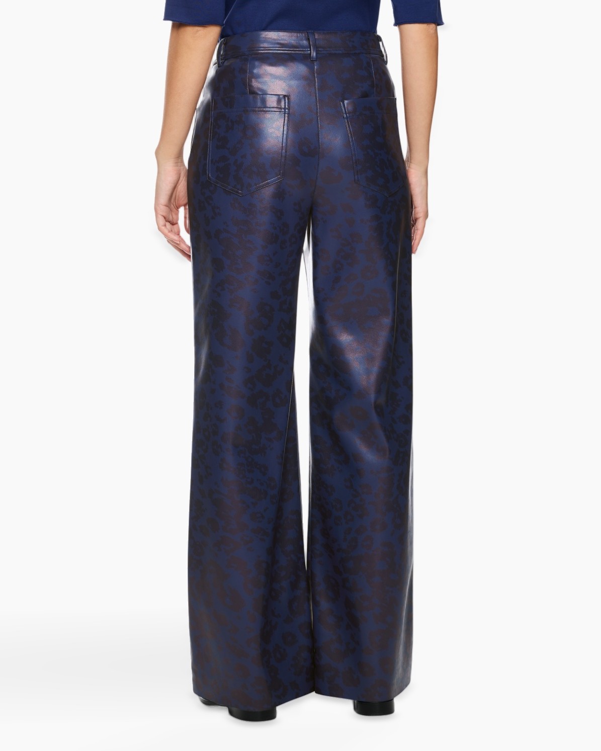 broek, wijdlopende, iriserend, leleopardprint, zijdeachtig materiaal