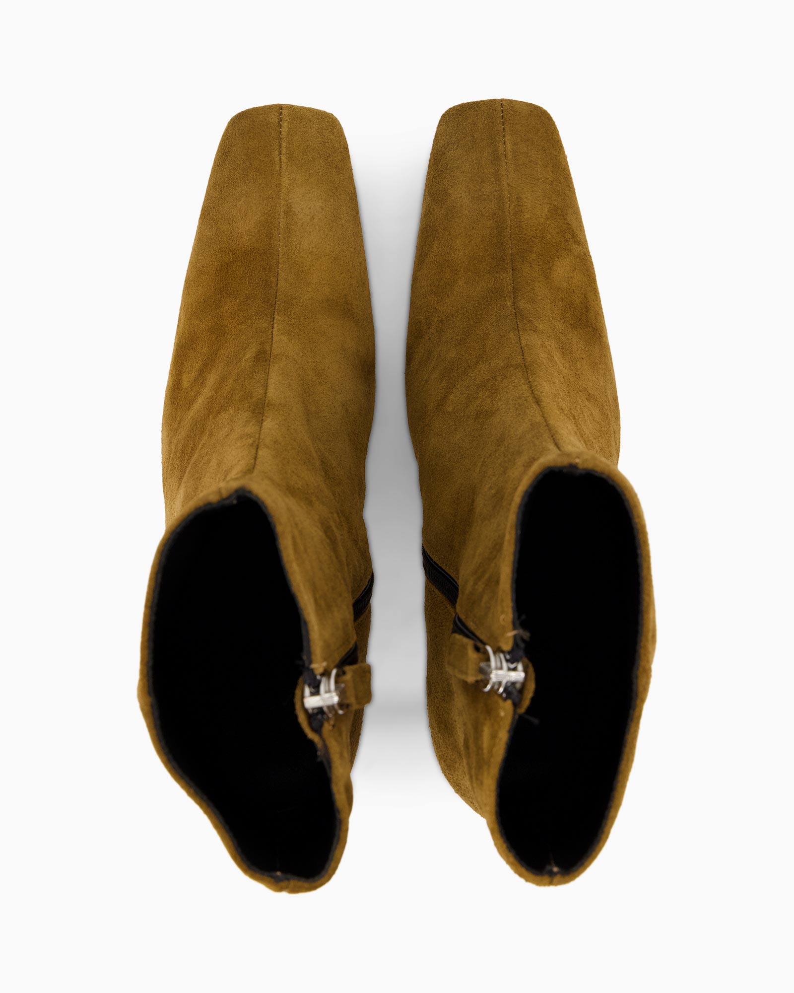 enkellaarsjes, suede, bruin, rits, slip-on