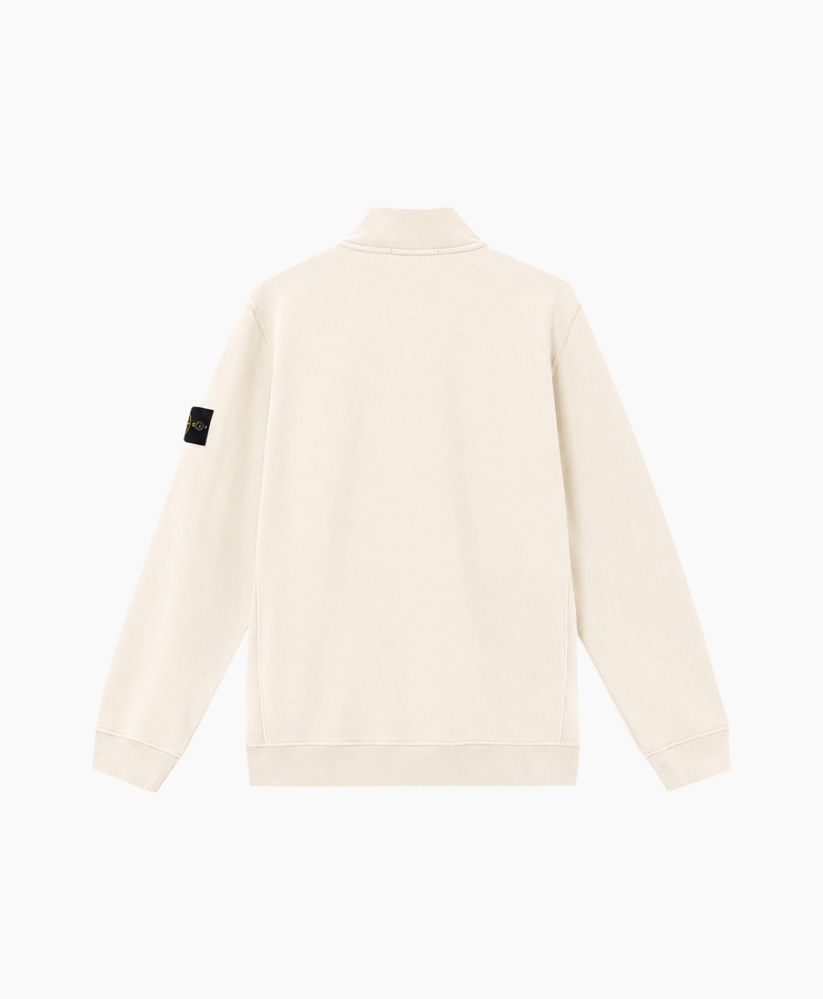 hoodie, lange mouwen, halve rits, beige, logo patch