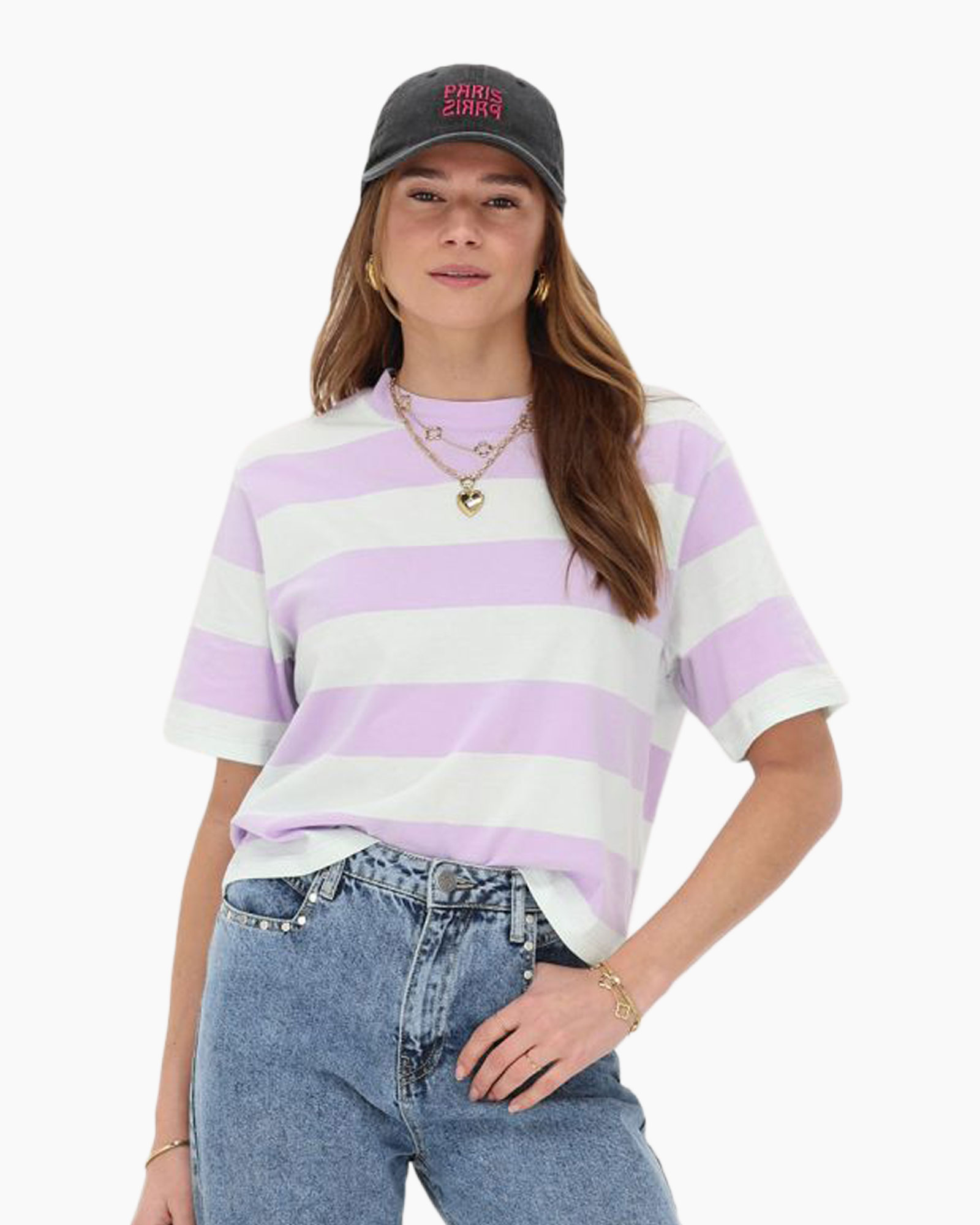 T-shirt Striped Tee Roze