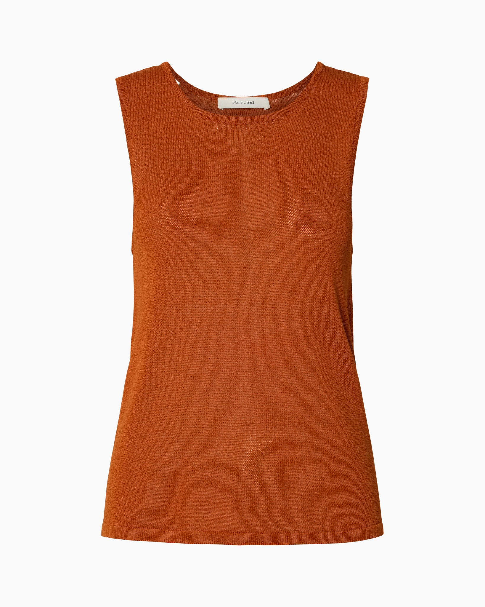 tanktop, zonder mouwen, oranje, breisel, casual