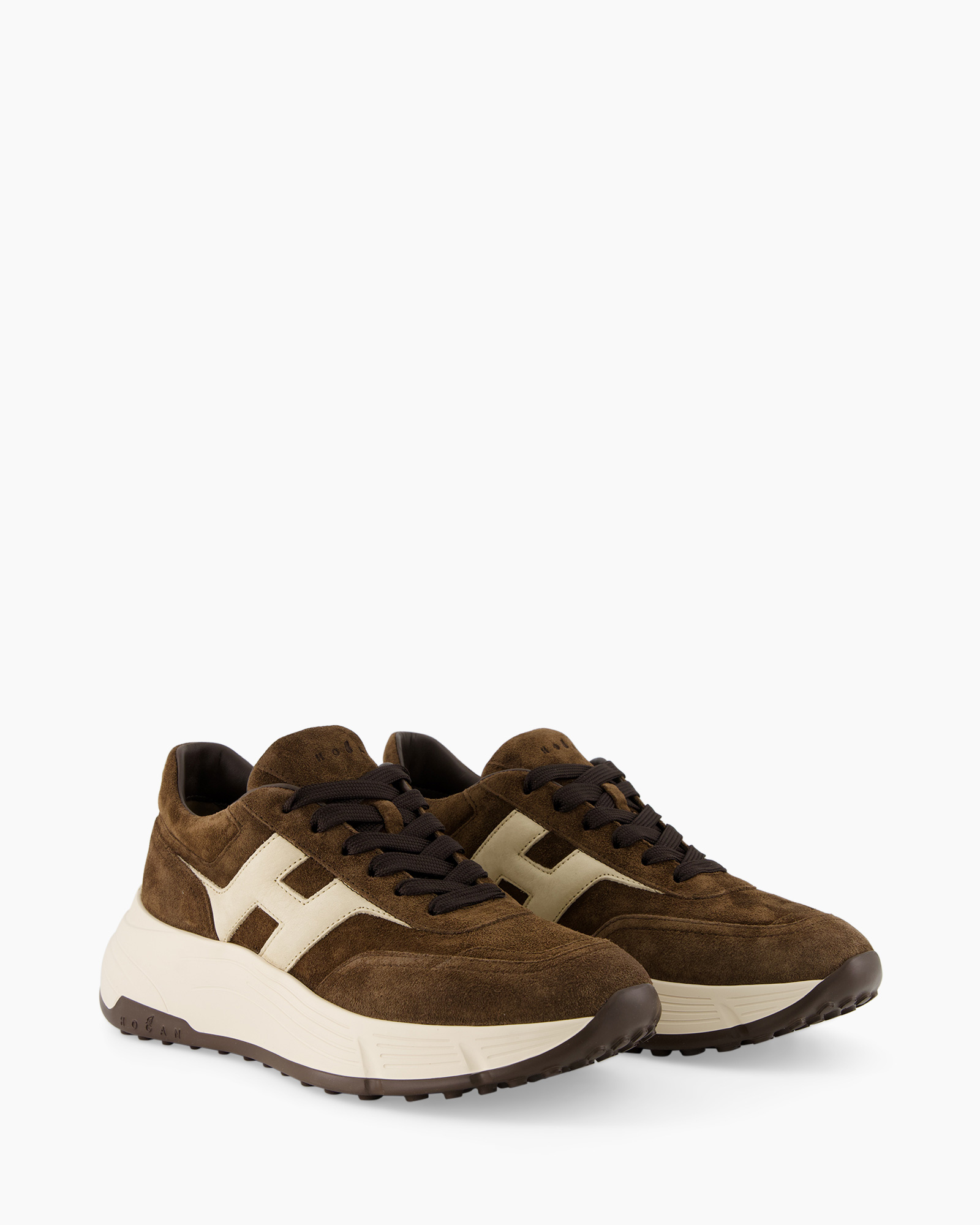 bruin, suede, sneaker, platform, veters