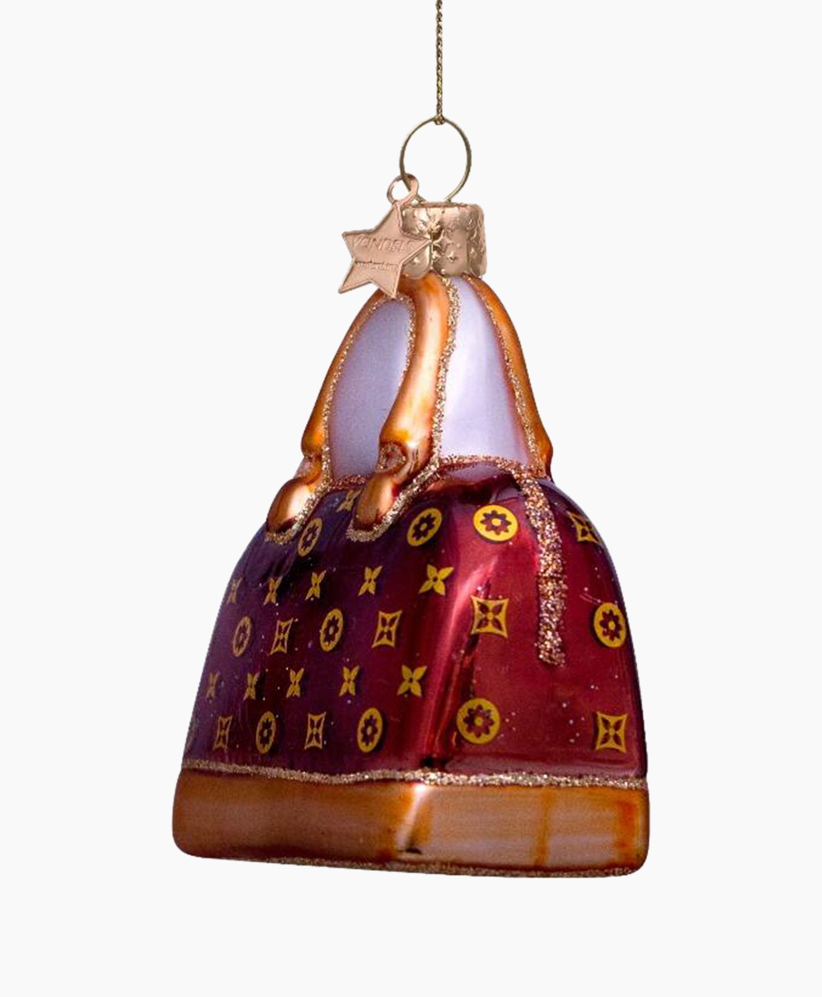 Diversen Ornament Glass Brown Designer Bag Bruin