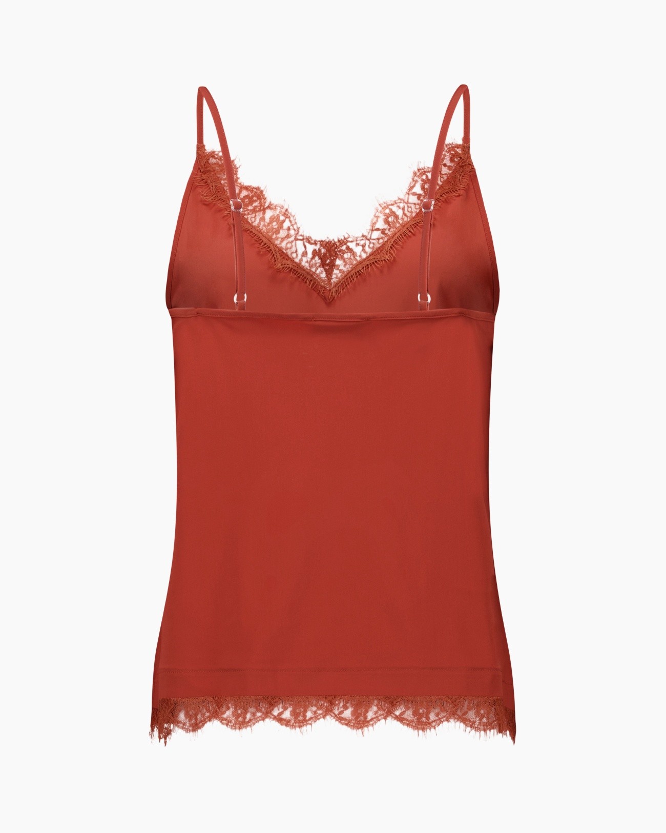 lange slip, mouwloze top, kant, rood, spaghettiband