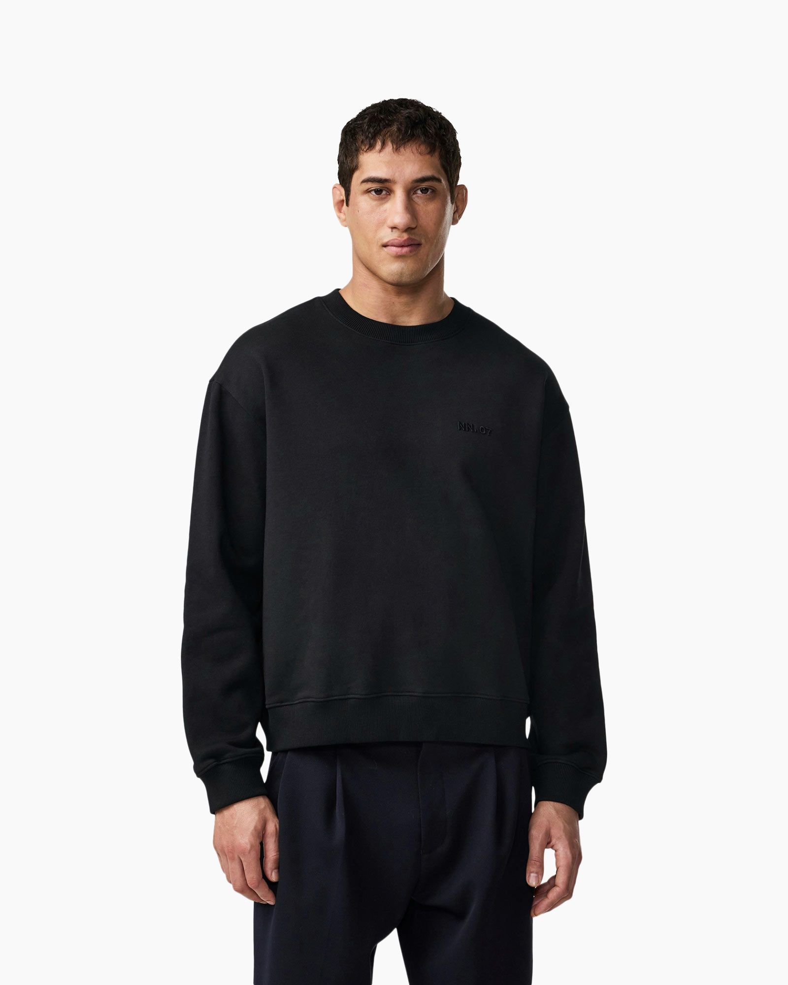 Sweater David Crew 3014 Zwart