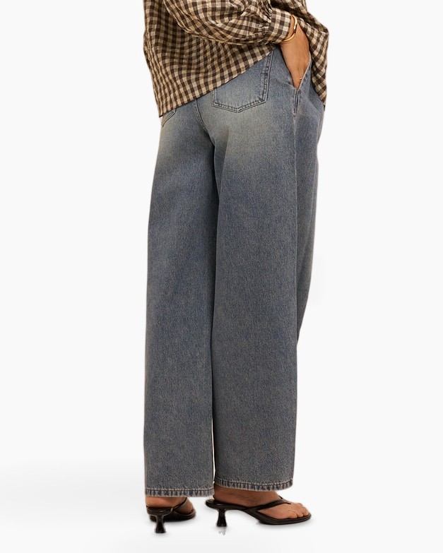 denim, spijkerbroek, wijd, sluiter?, casual