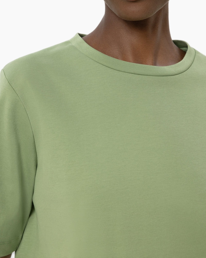 t-shirt, round neck, short sleeve, cotton, groen