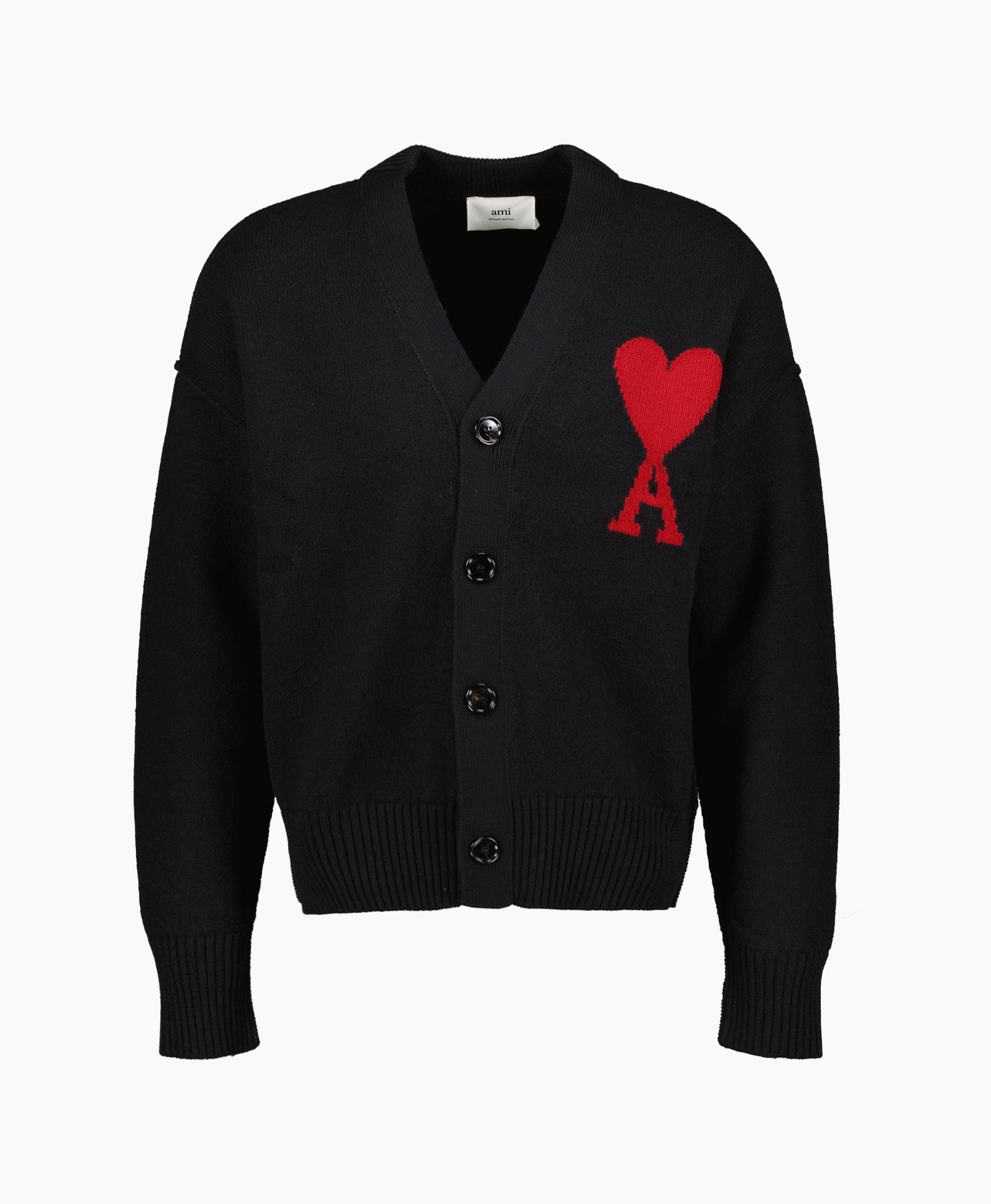 Ami Vest Red Adc Cardigan Wool Merino Donker Blauw