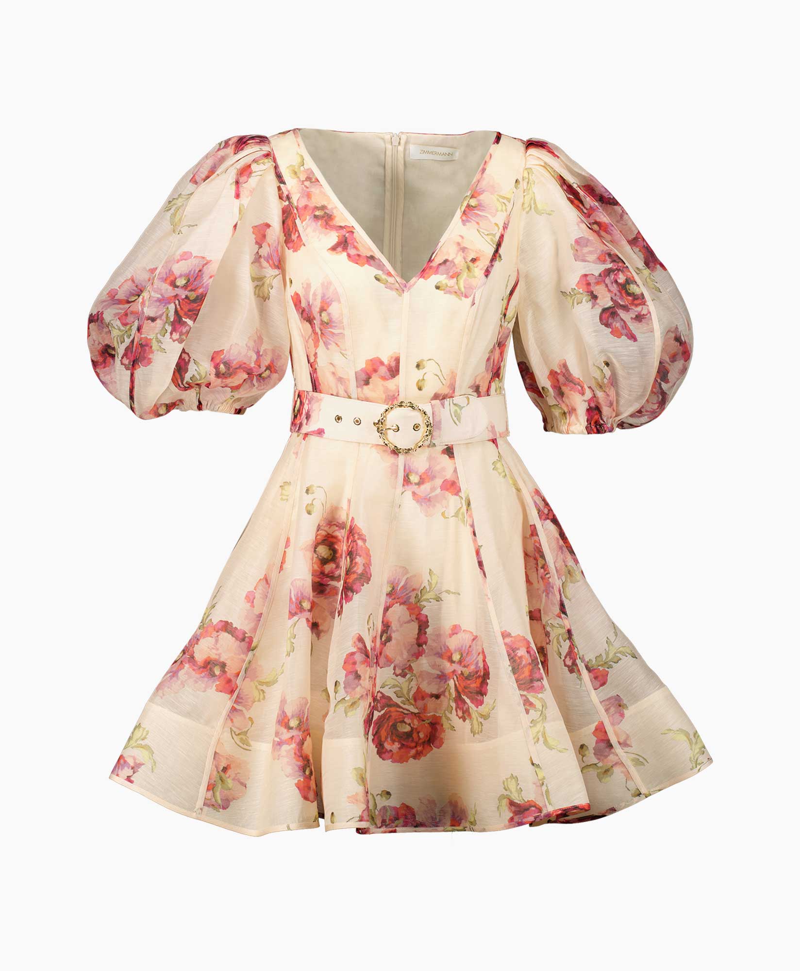 Zimmermann Jurk High Tide Puff Sleeve Mini Beige