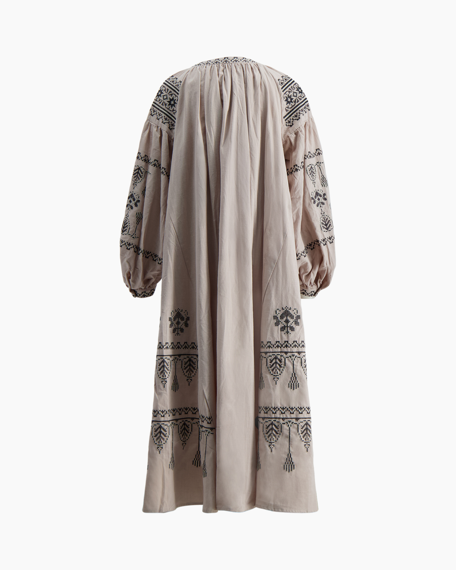 dress, embroidered, beige, long, lounging/h ka