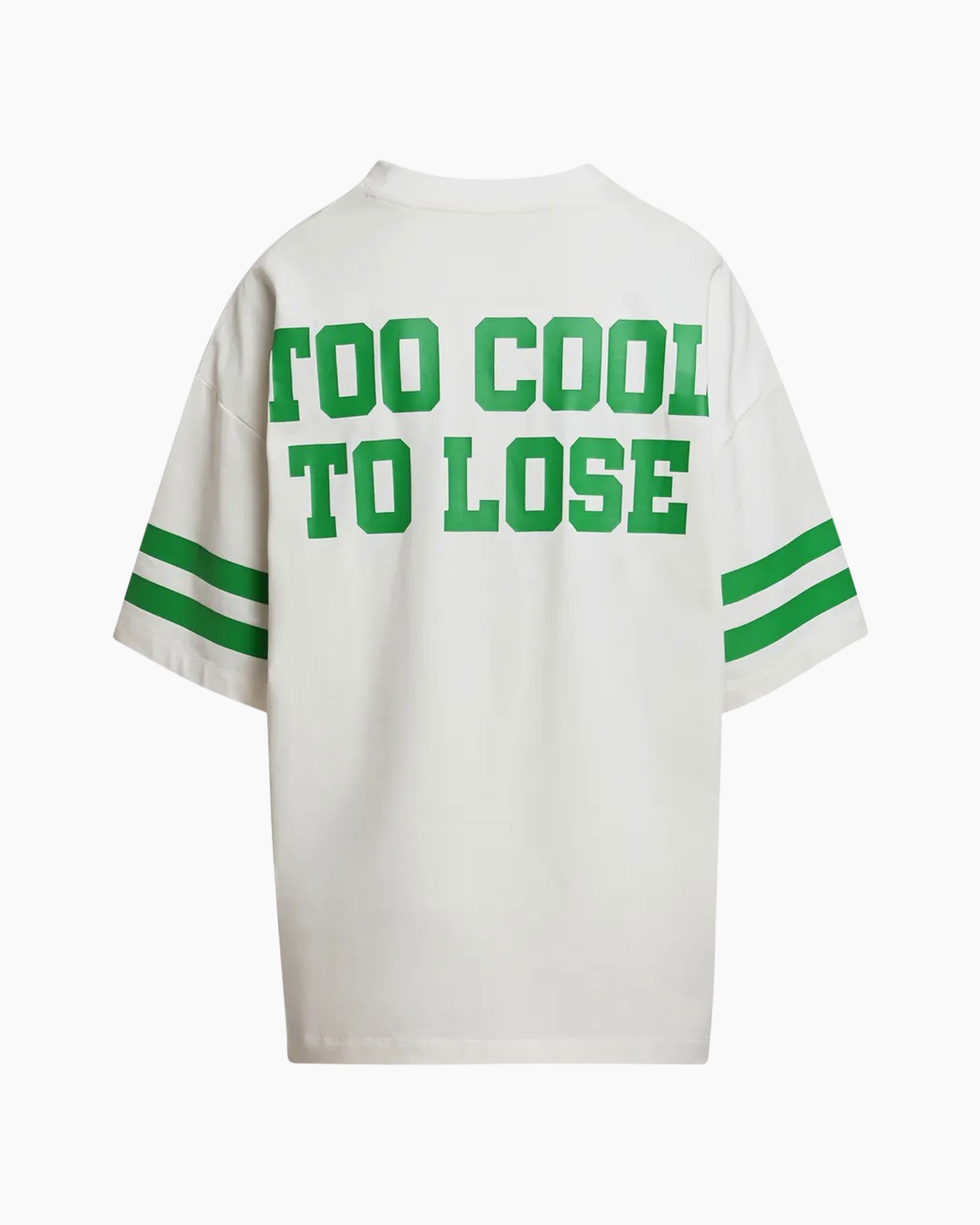 t-shirt, graphic, short sleeve, white, green text