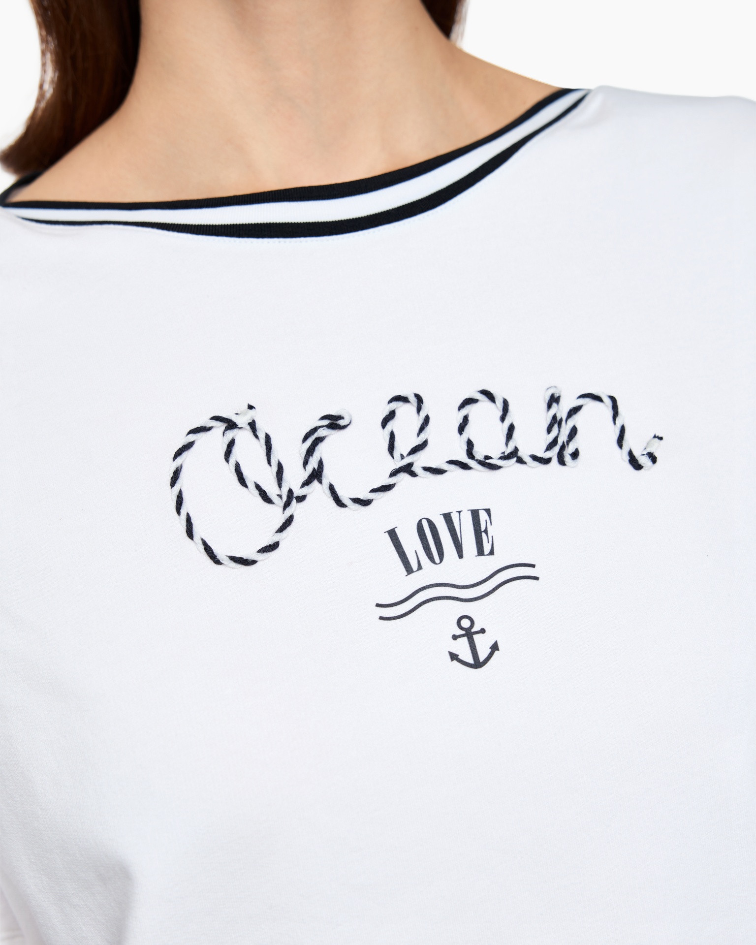 t-shirt, wit, touw-tekst, anker, grafisch