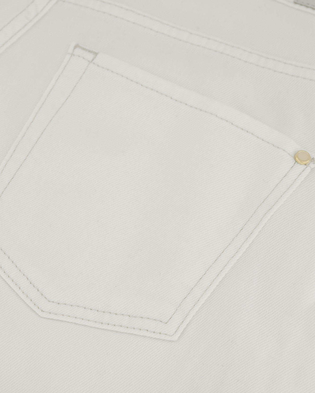 zak, spijkerbroek, wit, stiksels, gouden knoop/riviertje