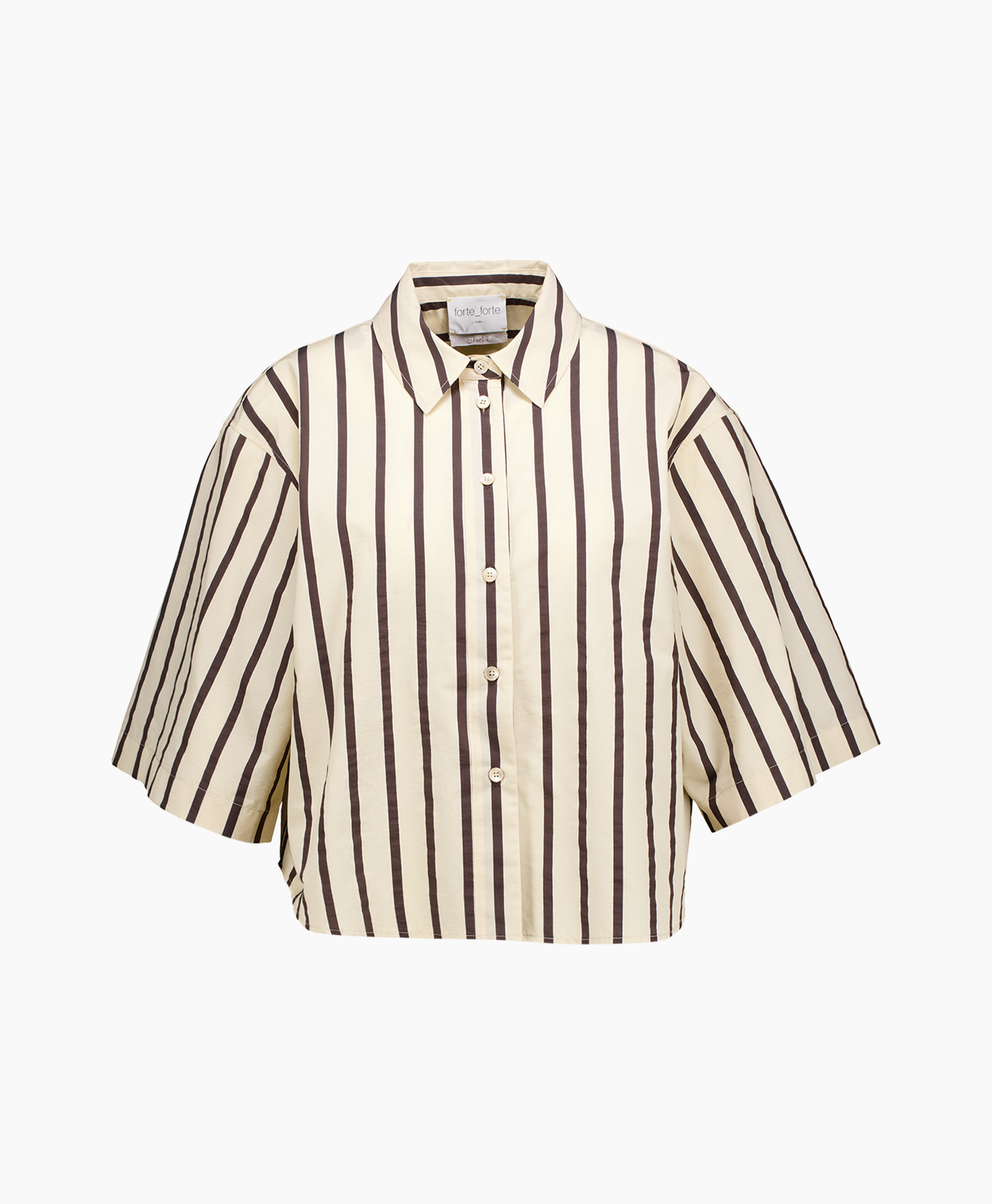 Blouse Embridered Pinstripe Contemporay Cotton Hal Ecru