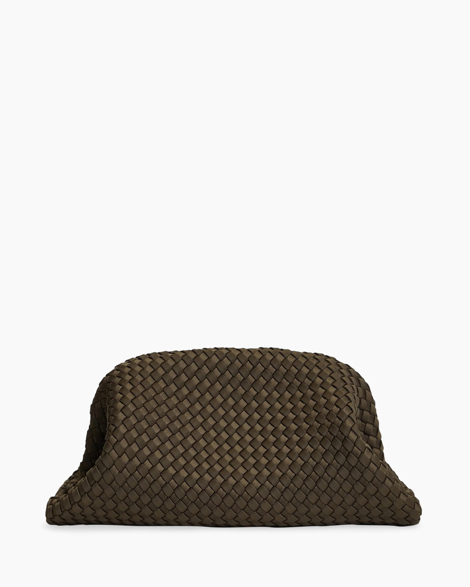 handtas, geweven, bruin, clutch, tassenaccessoire